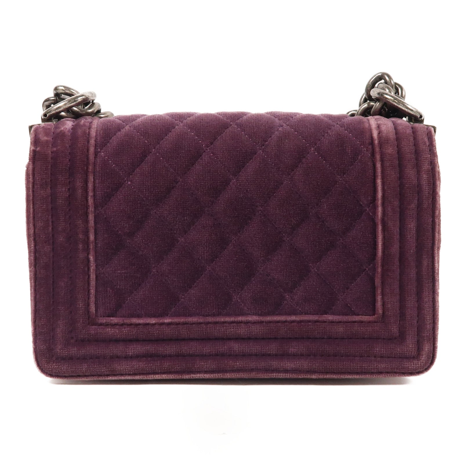 CHANEL Velvet Boy 20銀扣鏈帶肩背袋