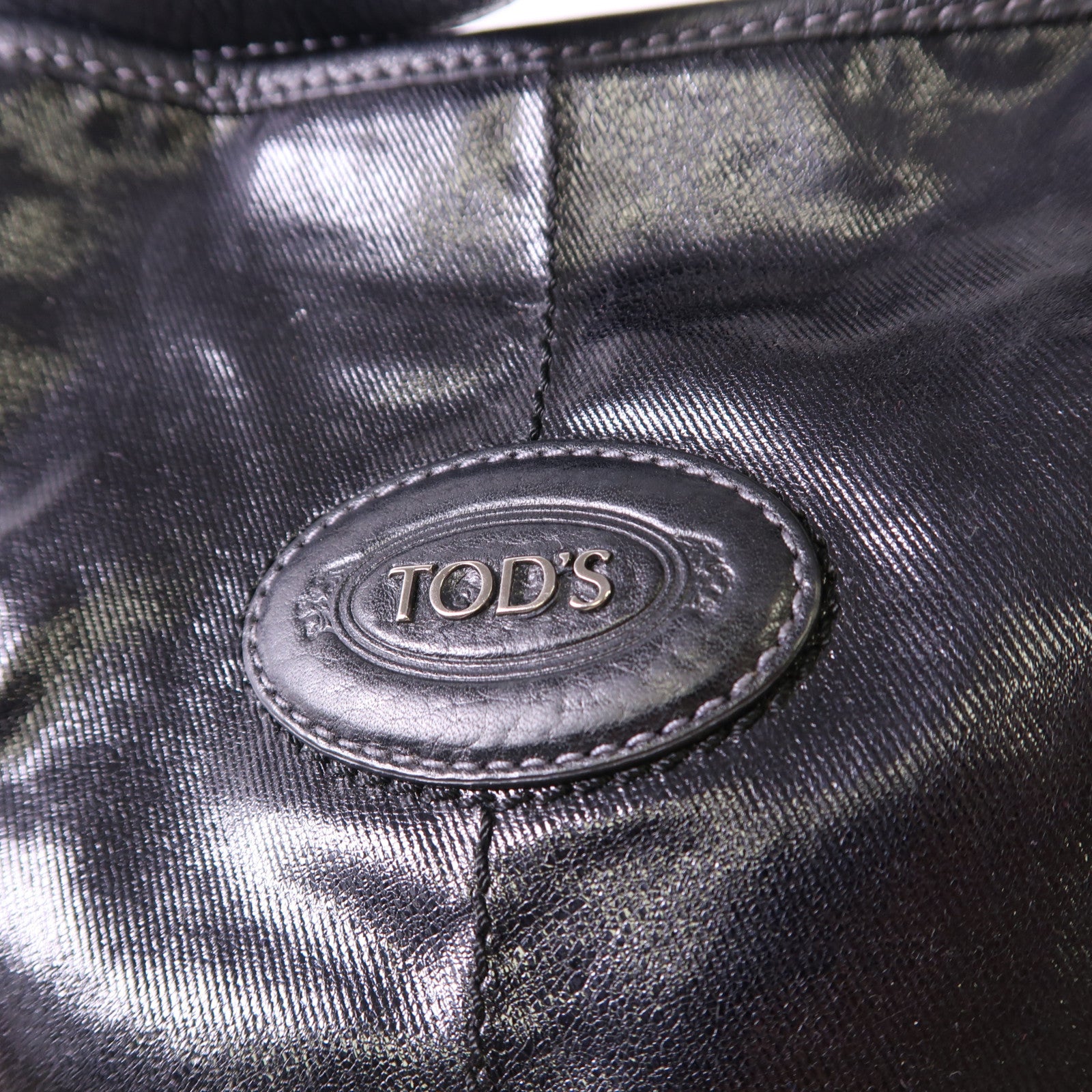 TOD'S 塗層帆布Tote Bag銀扣肩背袋