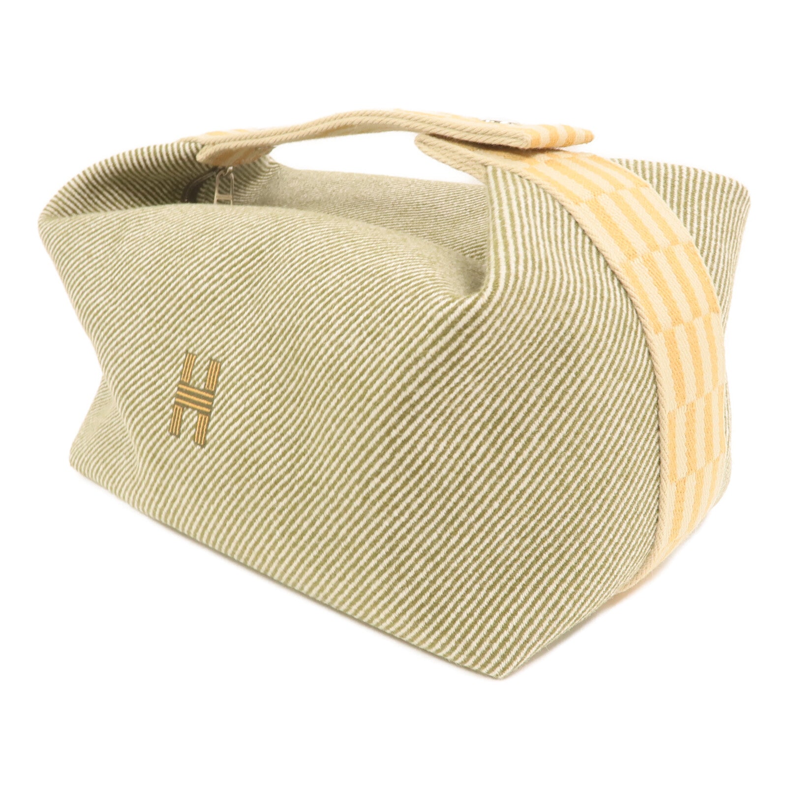 HERMES 帆布Bride-a Brac Cabriole GM銀扣手挽袋