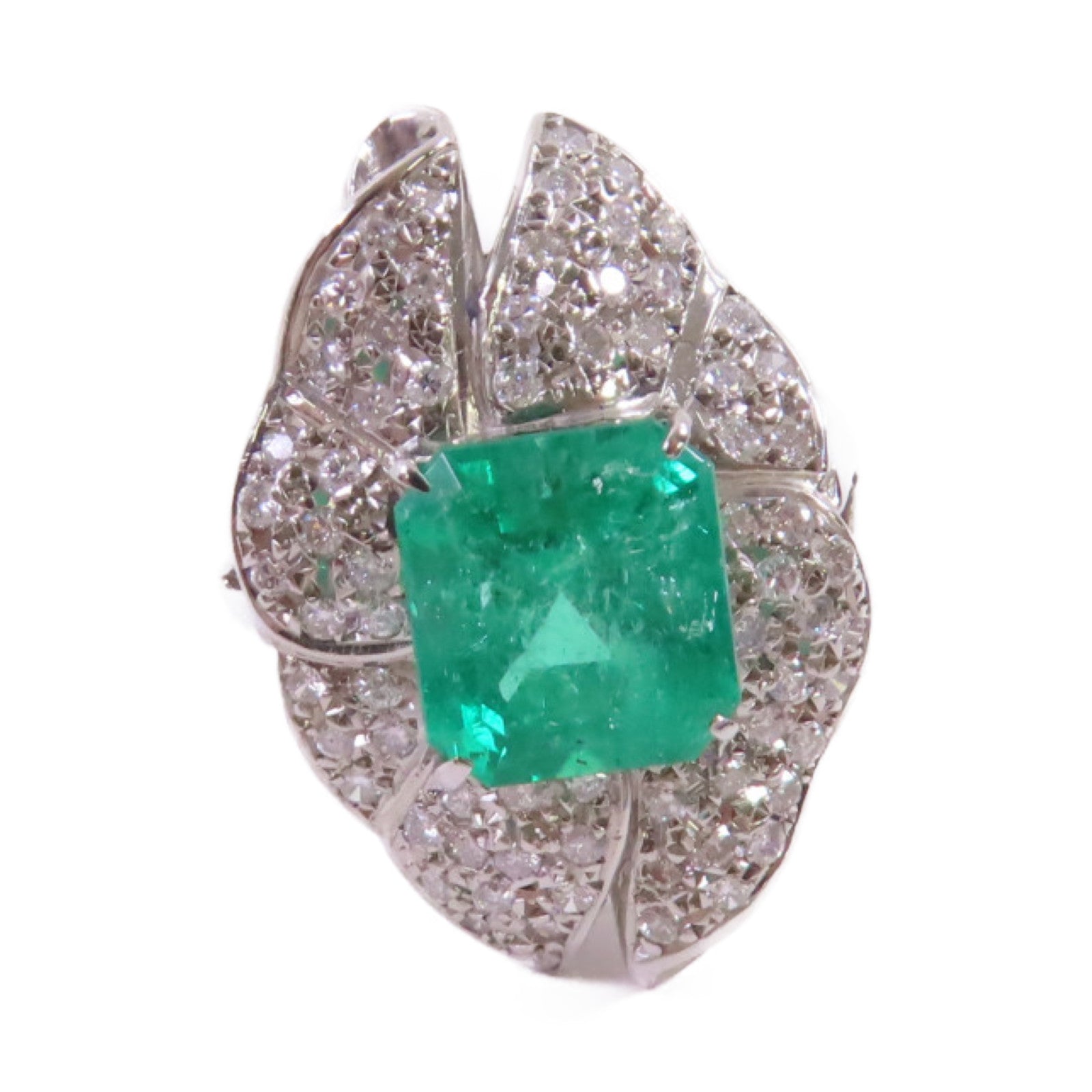 JEWELRY 【激減優惠】PT900鉑金/3.22ct綠寶石/0.82ct鑚石Emerald Diamond Ring戒指US#6.25