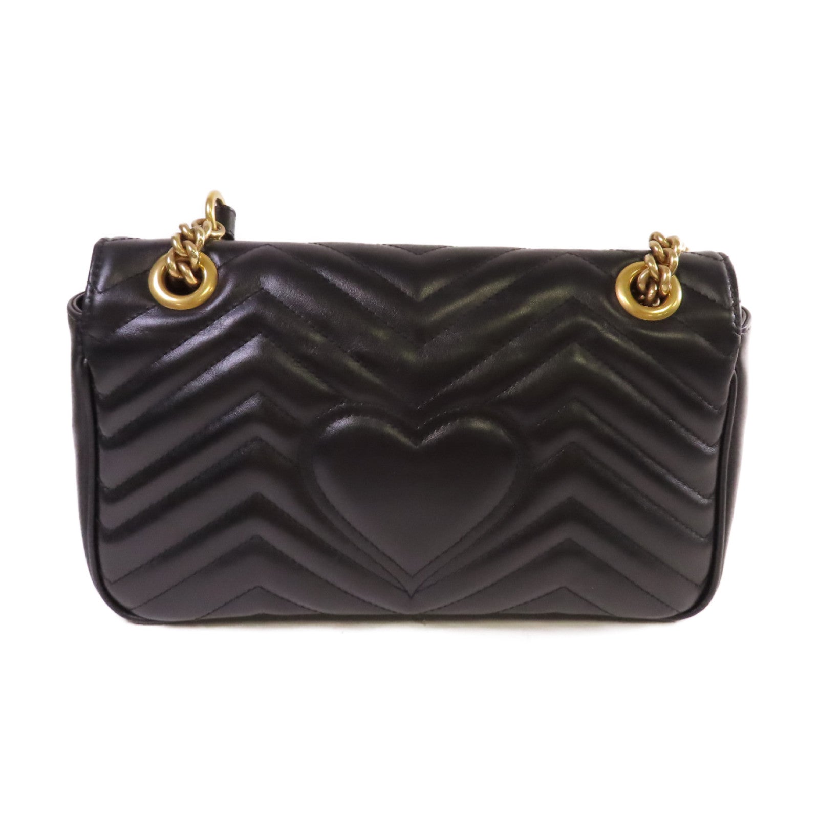 GUCCI 牛皮皮革GG Marmont Small Shoulder Bag金扣鏈帶肩背袋黑色