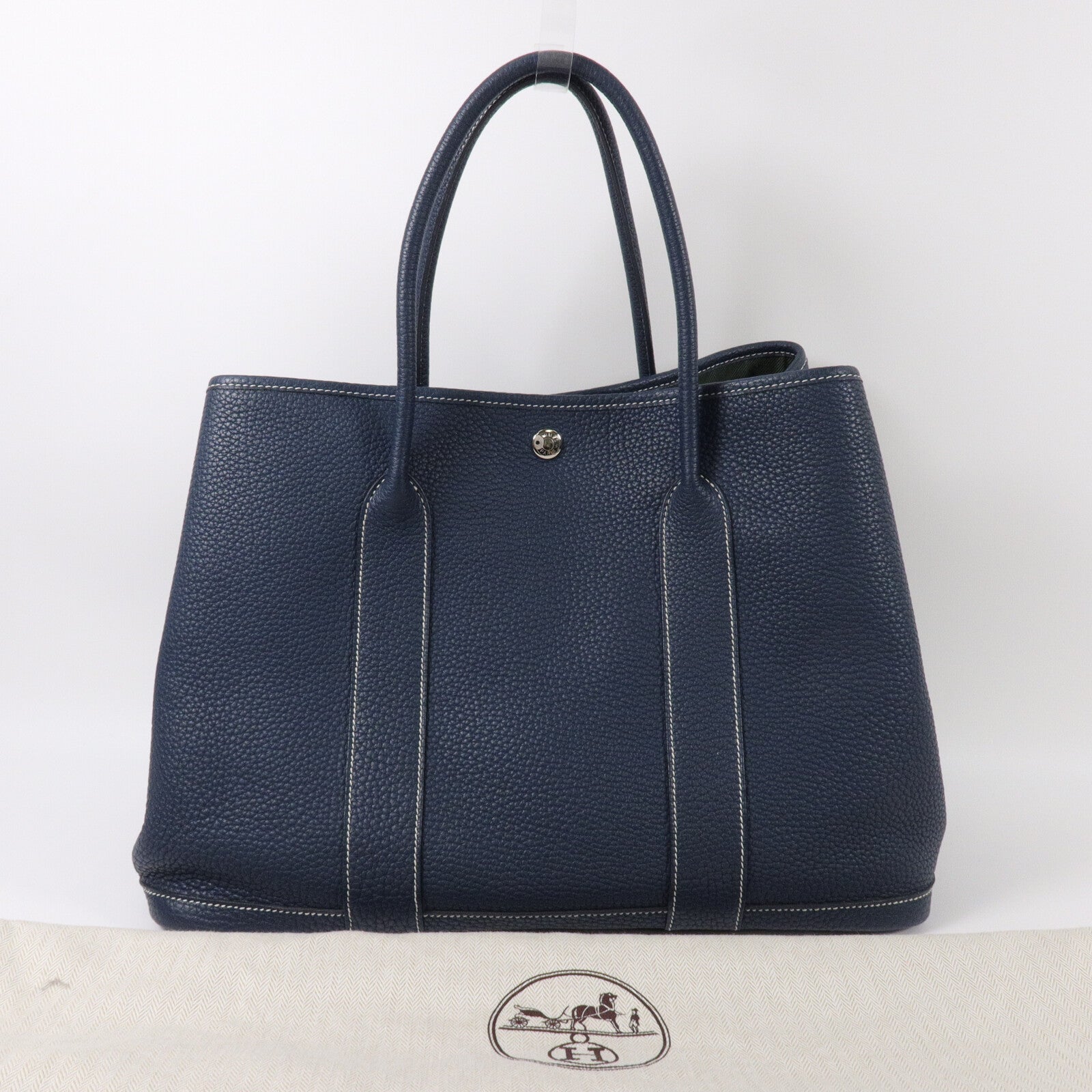 HERMES Negonda皮革Garden Party PM手挽袋Bleu de Prusse