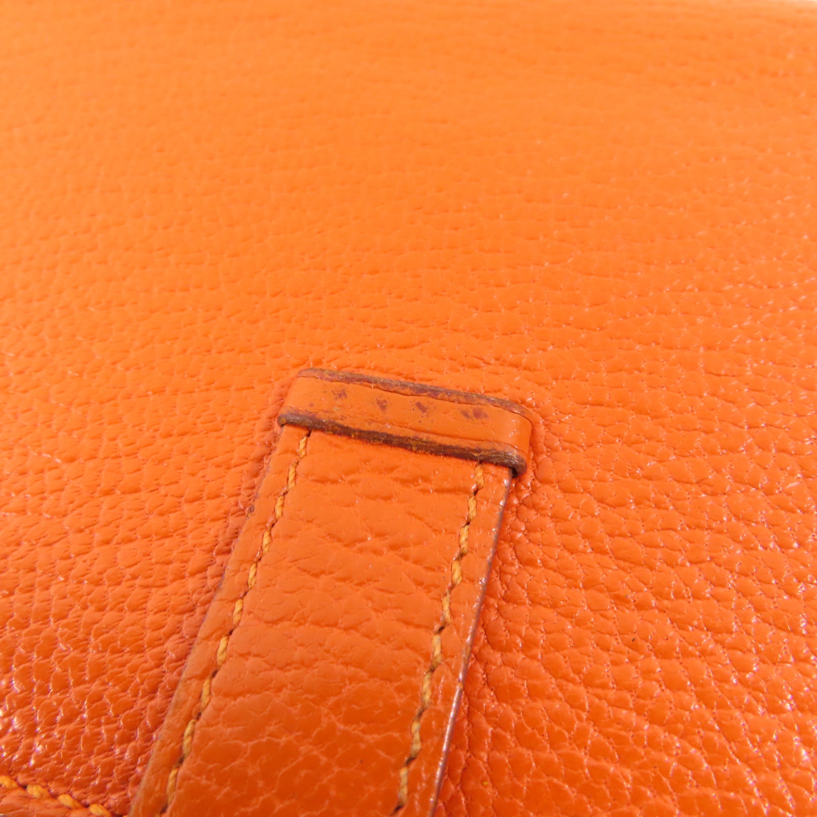 HERMES Chevre皮革Bearn金扣長錢包93 Orange