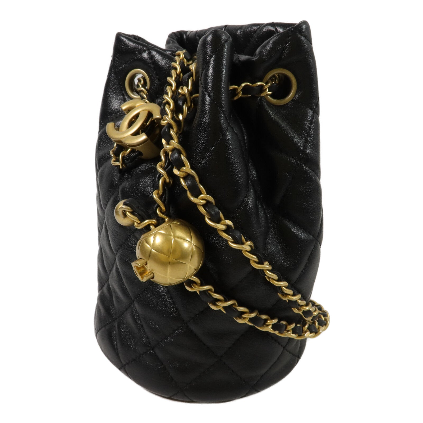 CHANEL 羊皮皮革Bucket Bag鏈帶肩背袋