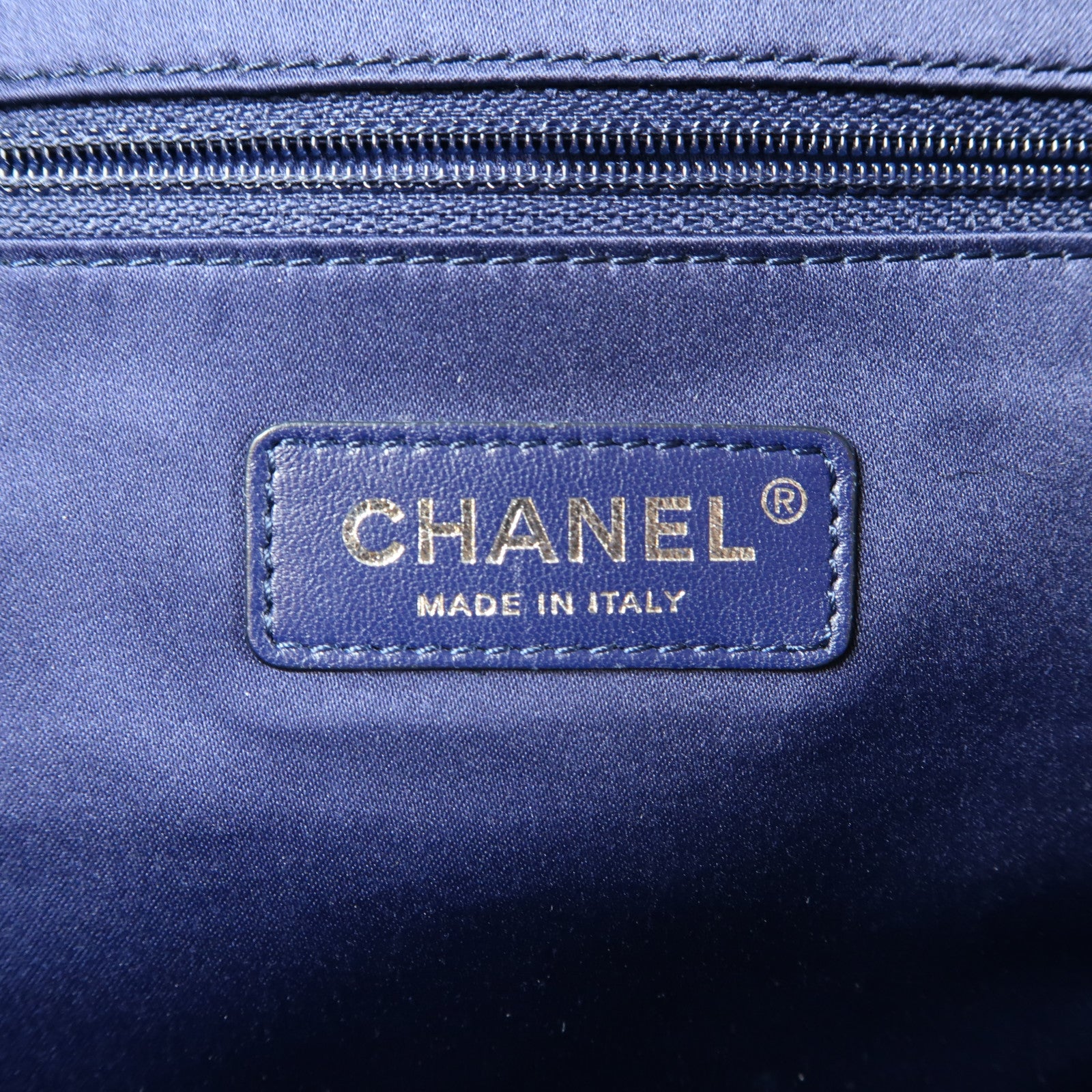 CHANEL 軟呢/菱格尼龍Backpack銀扣背包海軍藍色