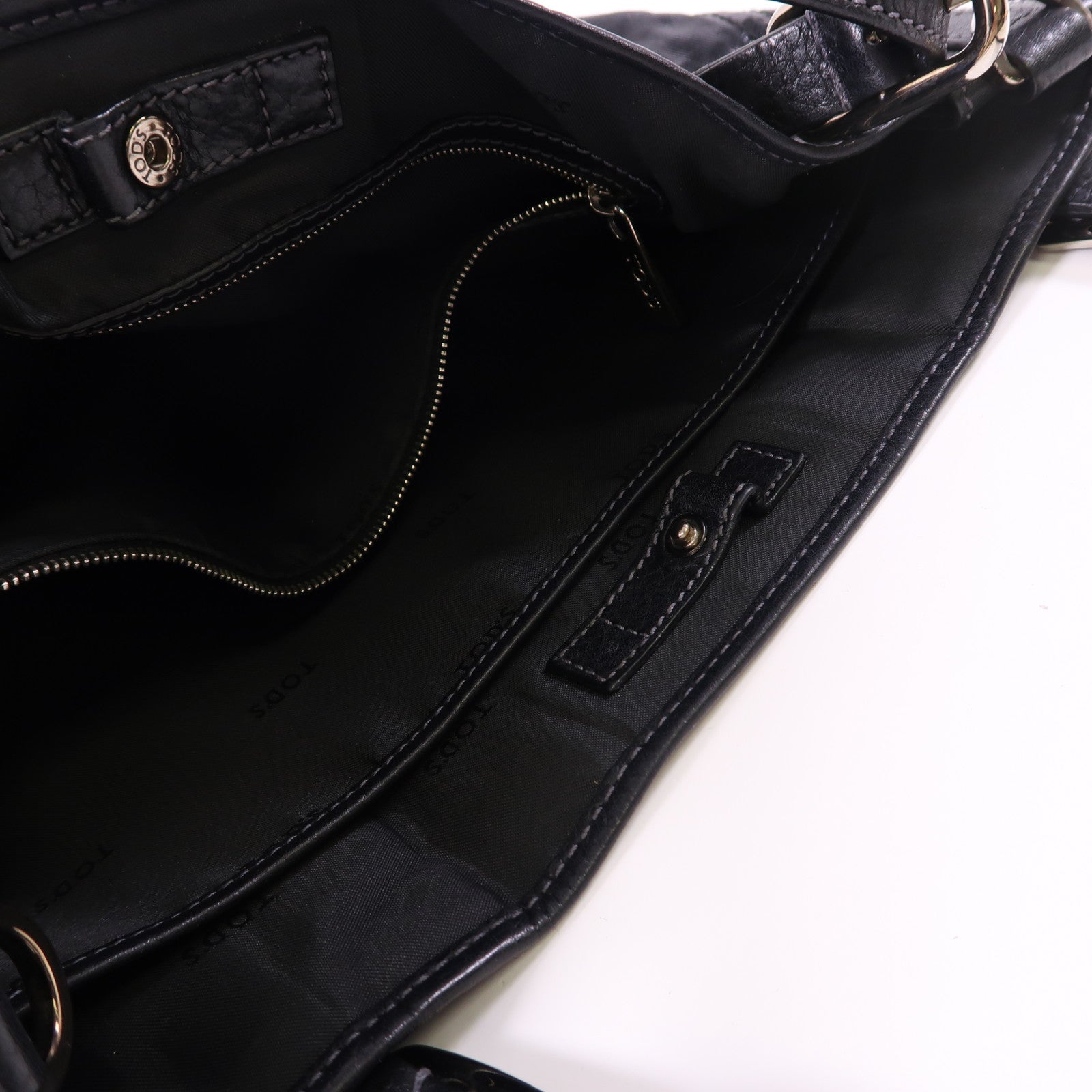 TOD'S 塗層帆布Tote Bag銀扣肩背袋