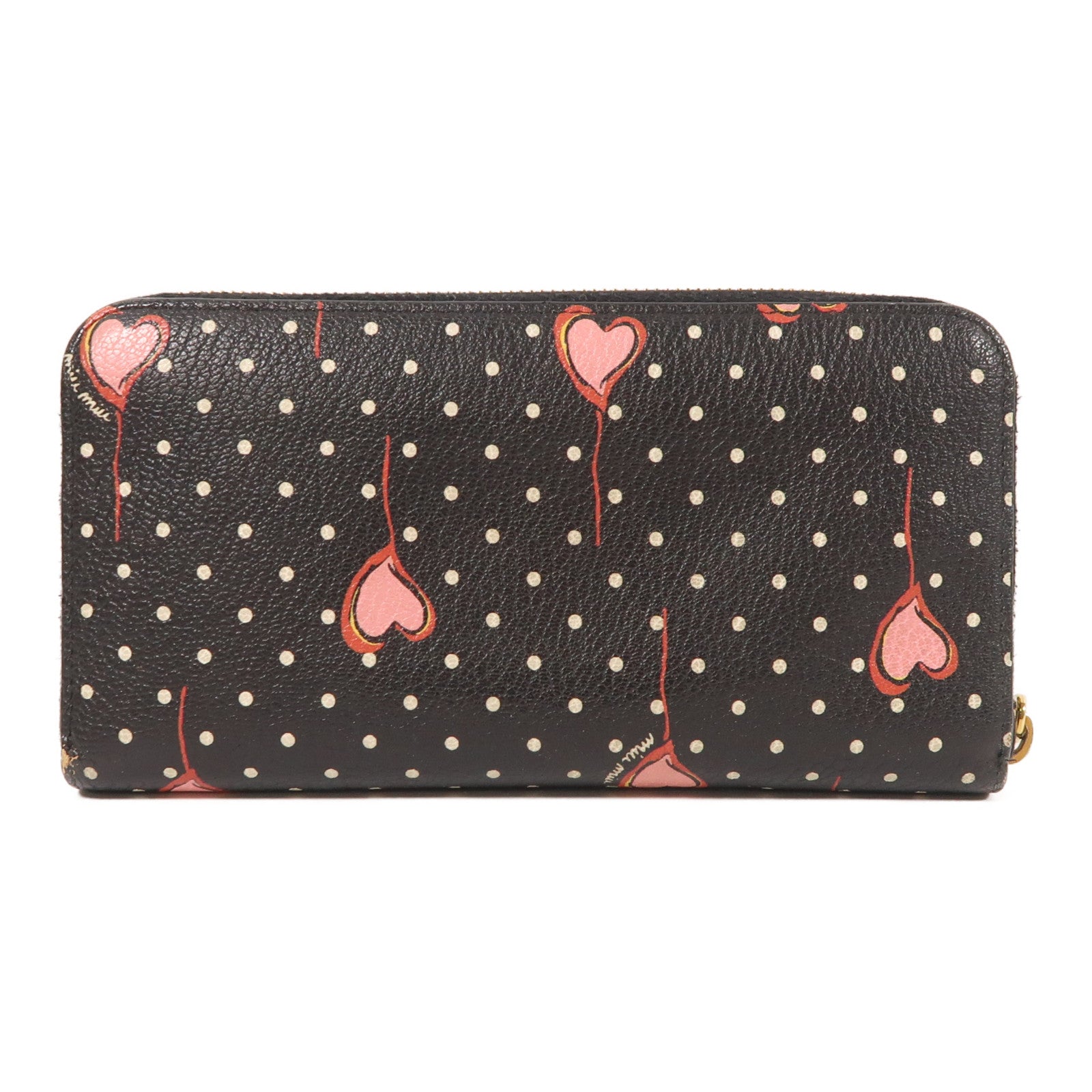 MIU MIU GHW Long Wallet 5ML506 Calfskin Leather Black