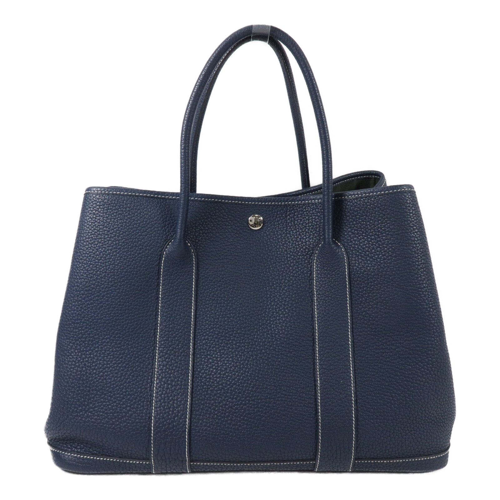 HERMES Negonda皮革Garden Party PM手挽袋Bleu de Prusse