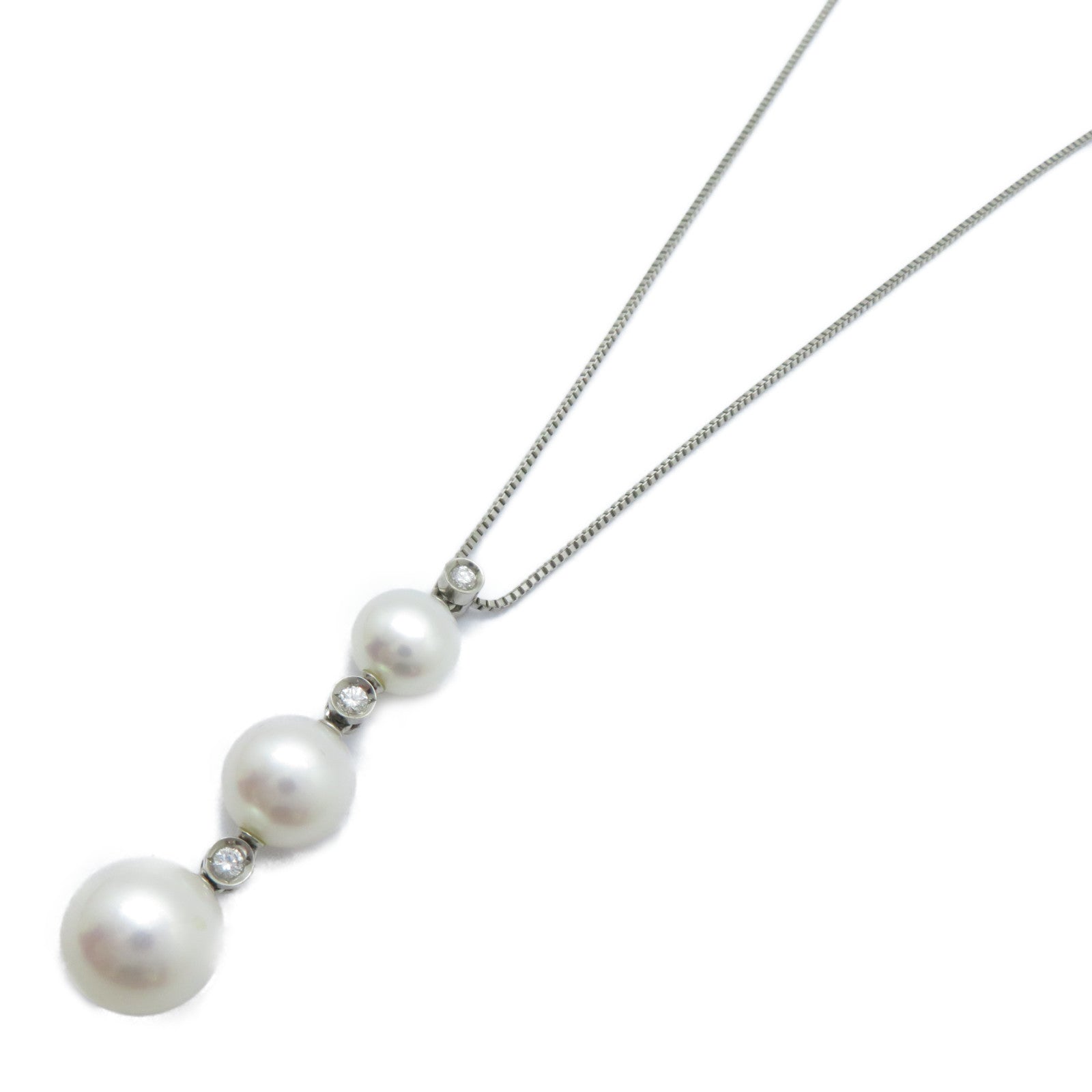 JEWELRY PT900/PT850鉑金Pearl Necklace 0.10ct鑽石項鏈