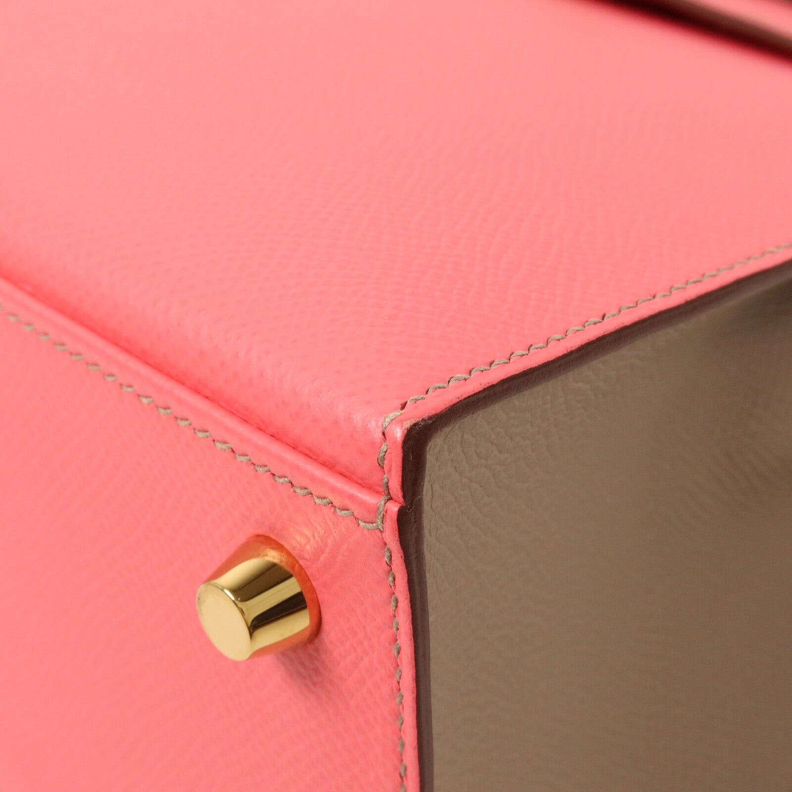HERMES Epsom皮革Kelly 25手挽肩背兩用袋Rose Azalee/Gris Mouette