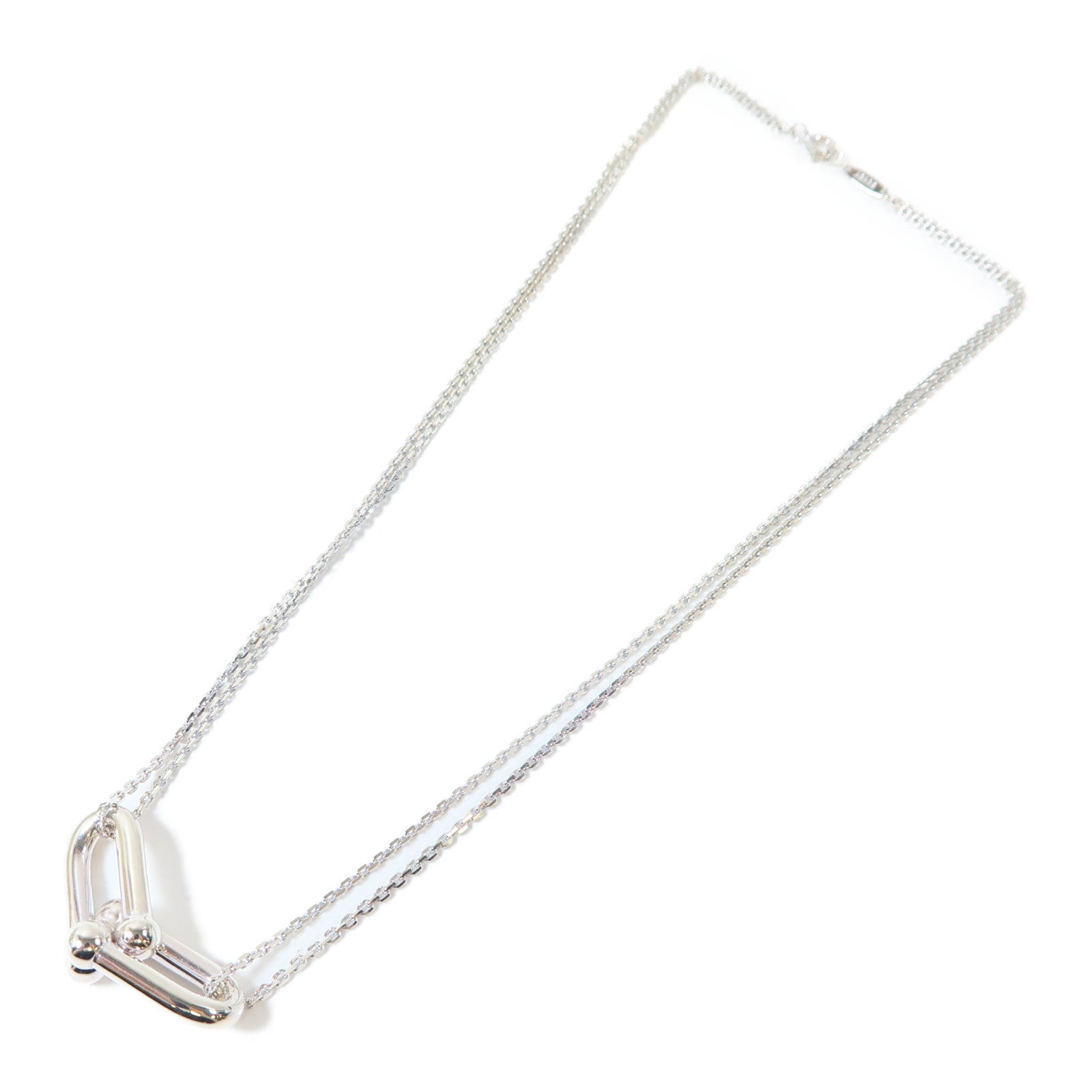 TIFFANY＆CO 925純銀Large Double Link Pendant Necklace項鍊銀色