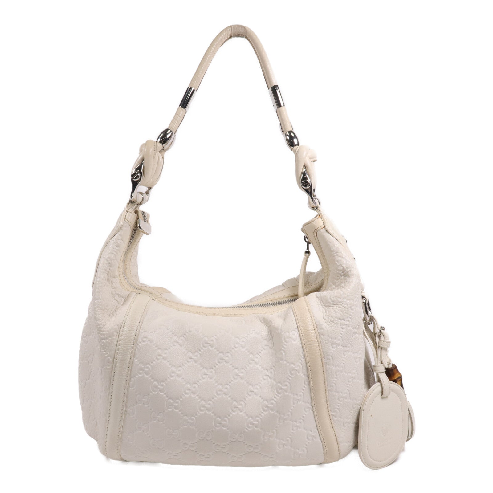 GUCCI 牛皮皮革Techro Horsebit Medium Hobo銀扣肩背袋