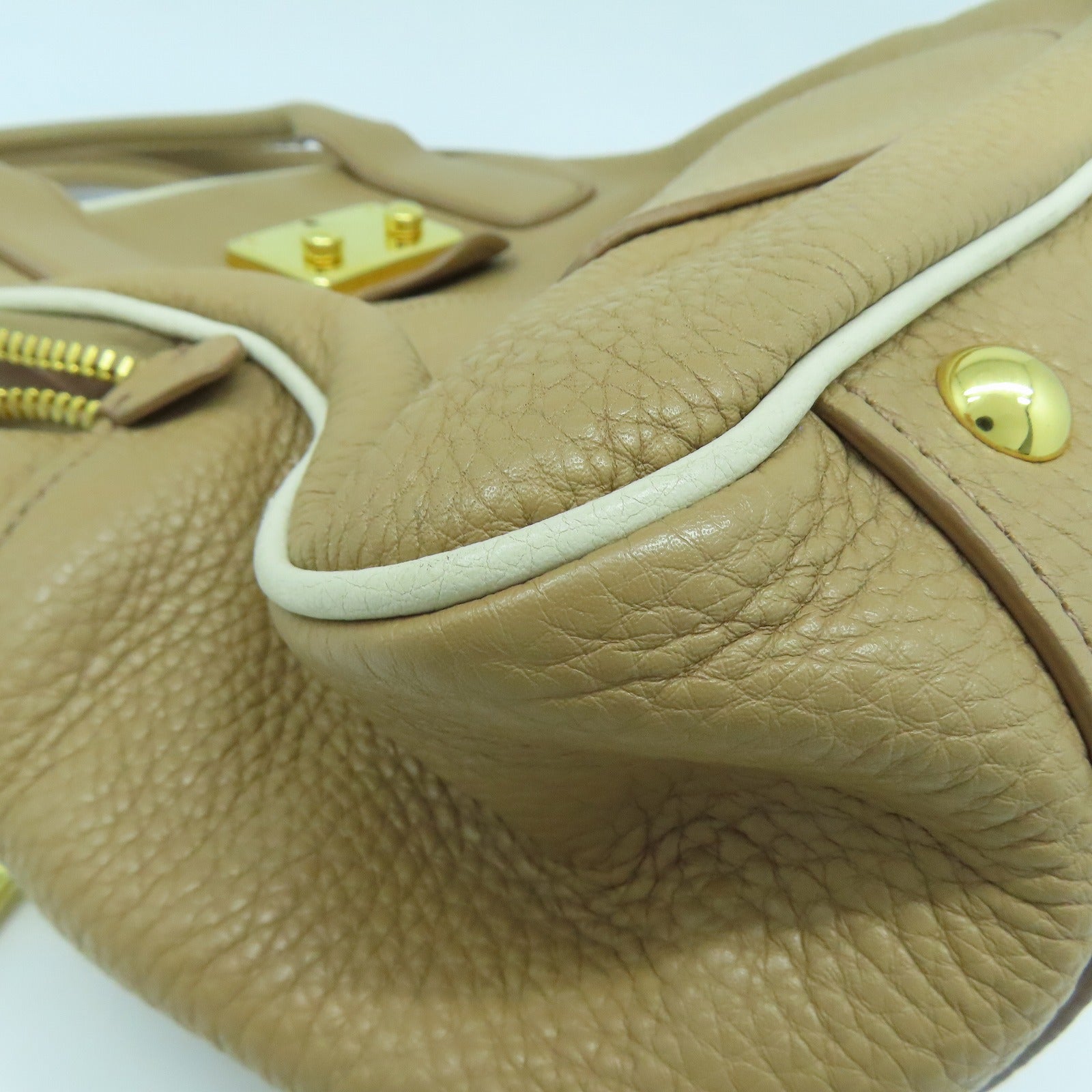 Miu Miu 牛皮皮革2 Way Shoulder金扣手挽肩背兩用袋啡色