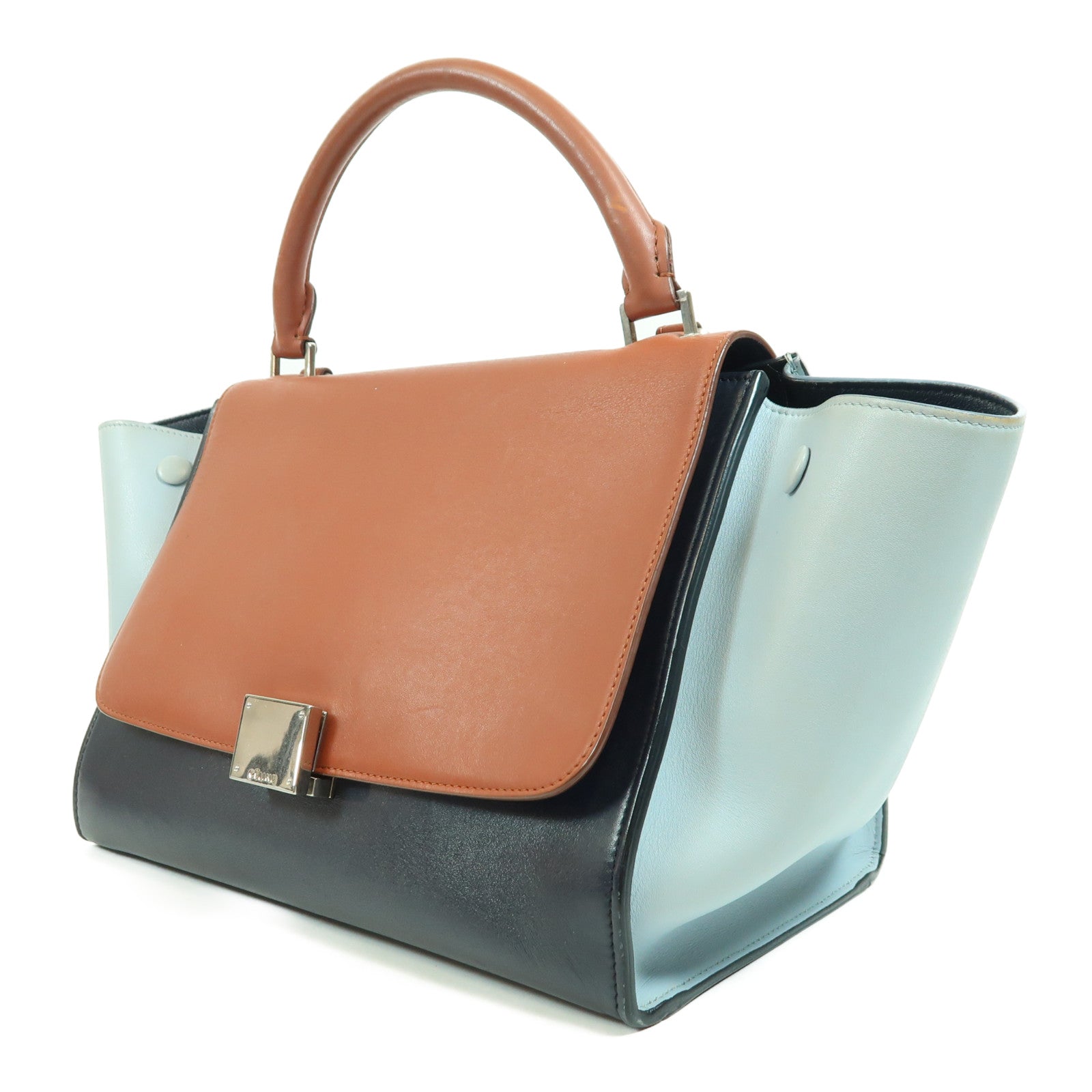 CELINE 牛皮皮革Trapeze銀扣手挽肩背兩用袋