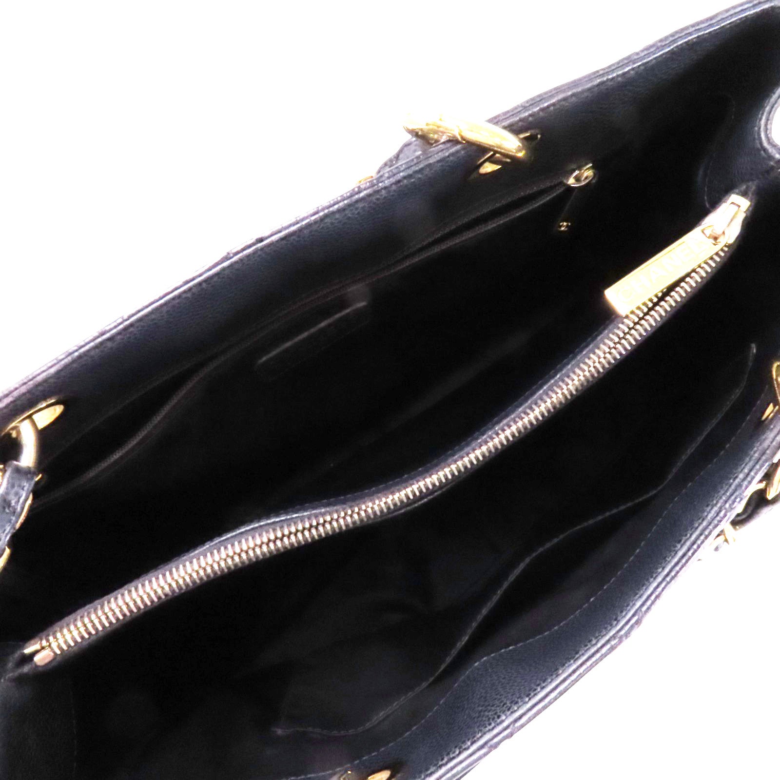 CHANEL 牛皮皮革GST金扣鏈帶肩背袋