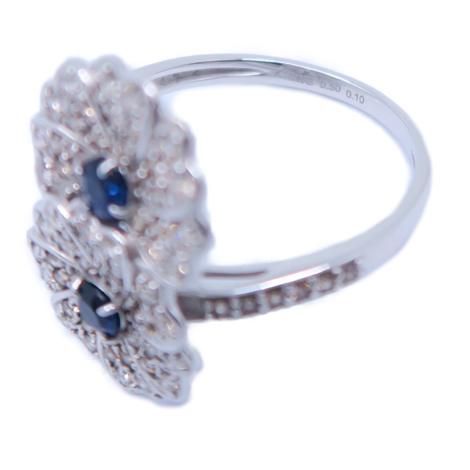 JEWELRY 【激減優惠】18K白金Diamond Ring 0.10ct藍寶石/0.50ct鑽石戒指US#5.75
