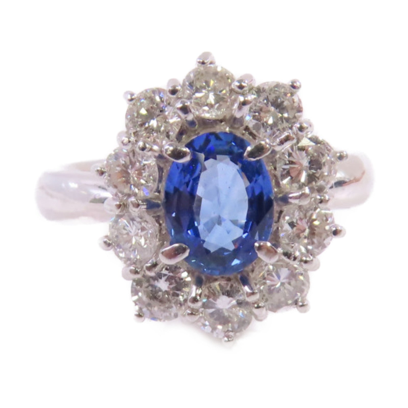 JEWELRY PT900鉑金/藍寶石/1.13ct鑽石Sapphire Diamond Ring戒指US#6.25