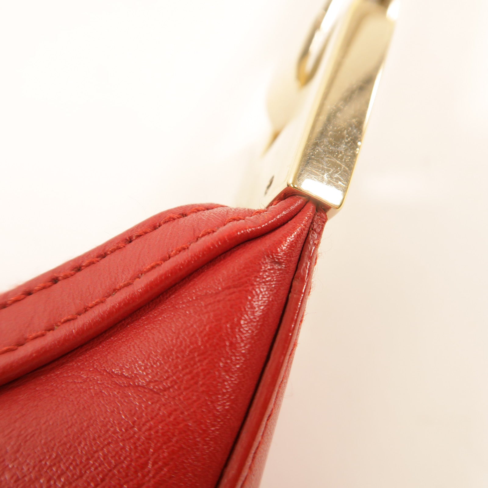 GUCCI GG GHW Shoulder Bag Calfskin Leather 0013812 Red