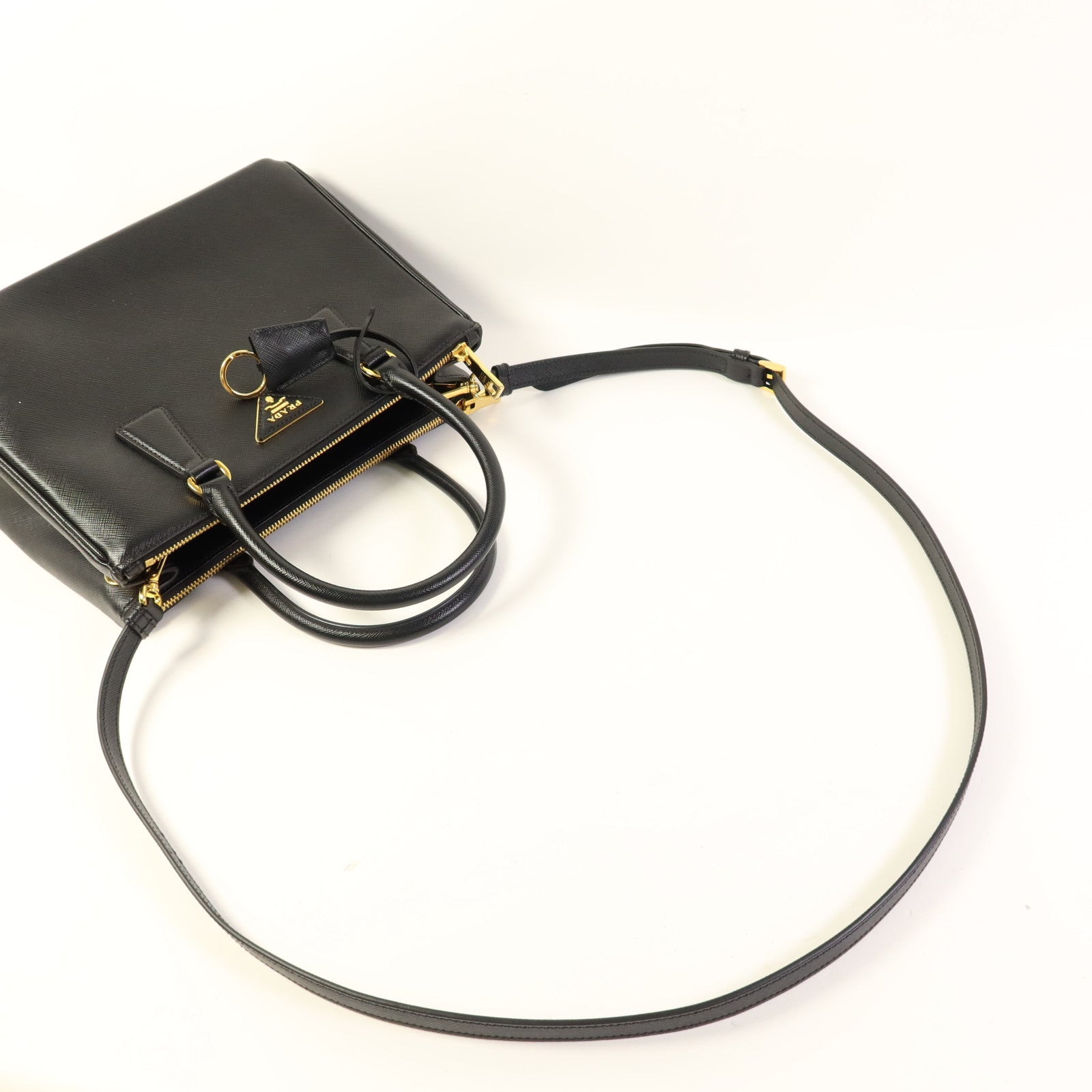 PRADA Saffiano皮革Galleria金扣手挽肩背兩用袋