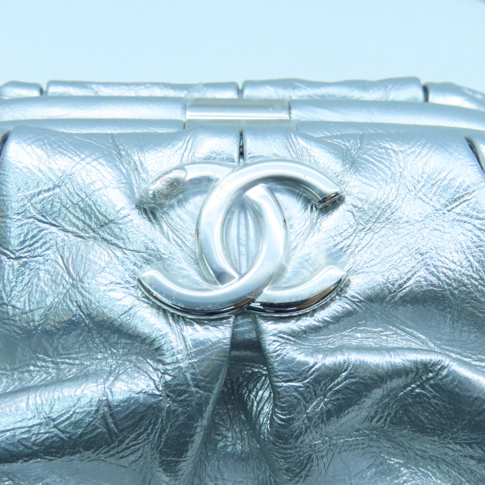 CHANEL 牛皮皮革Chain Shoulder Bag银扣链带肩背袋银色