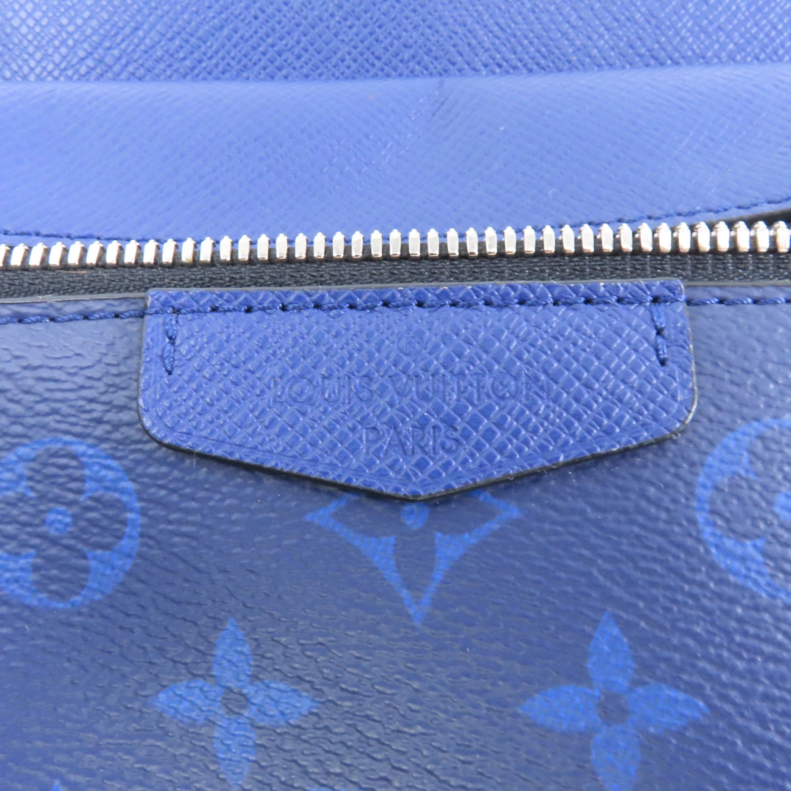 LOUIS VUITTON Monogram/Taiga Outdoor Messenger銀扣肩背袋藍色