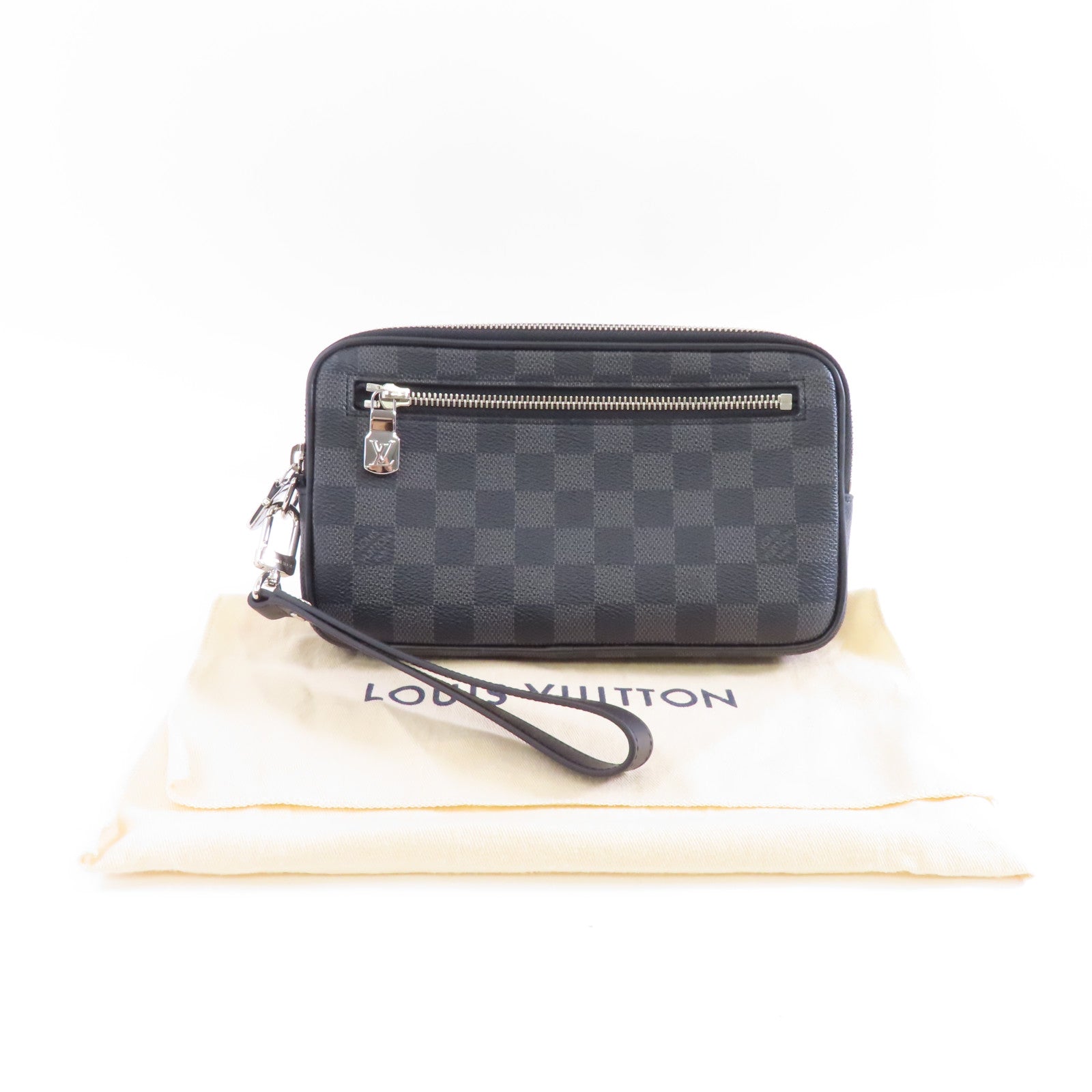 LOUIS VUITTON Damier Alpha Cluch銀扣手拿包黑色