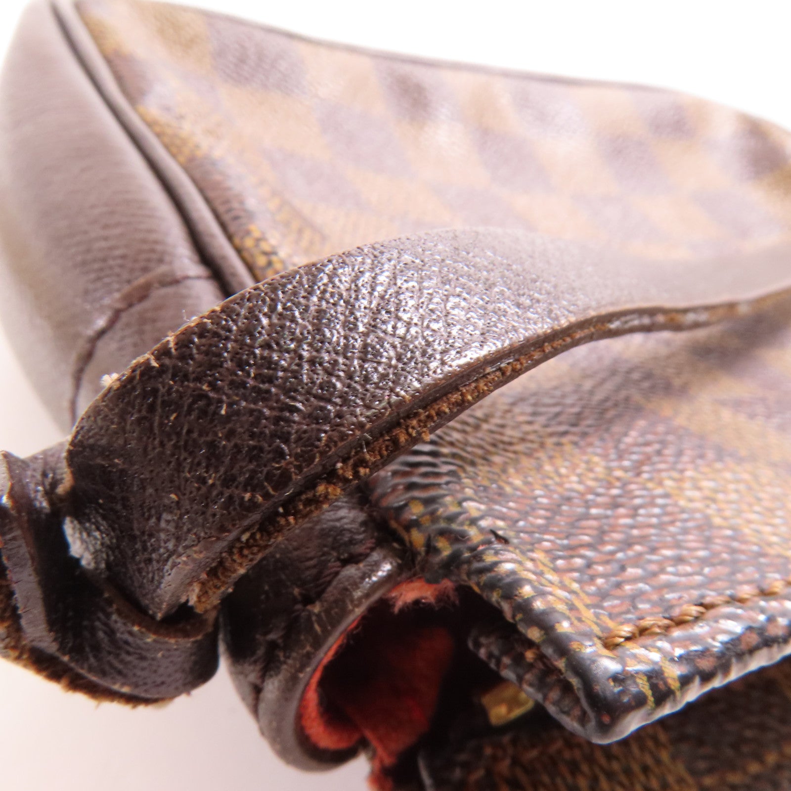 LOUIS VUITTON Damier Trousse Makeup Accessory Pouch金扣手挽袋棕色