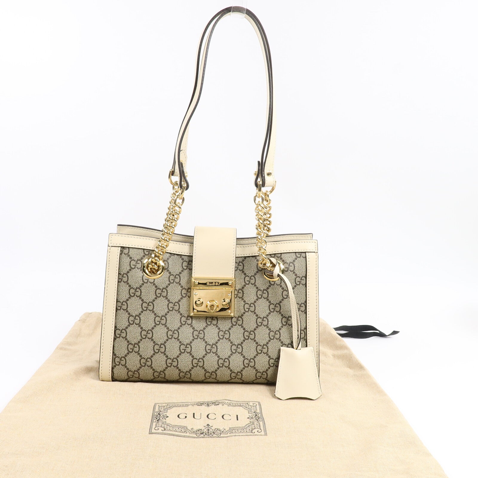 GUCCI 塗層帆布Padlock GG Small手挽袋