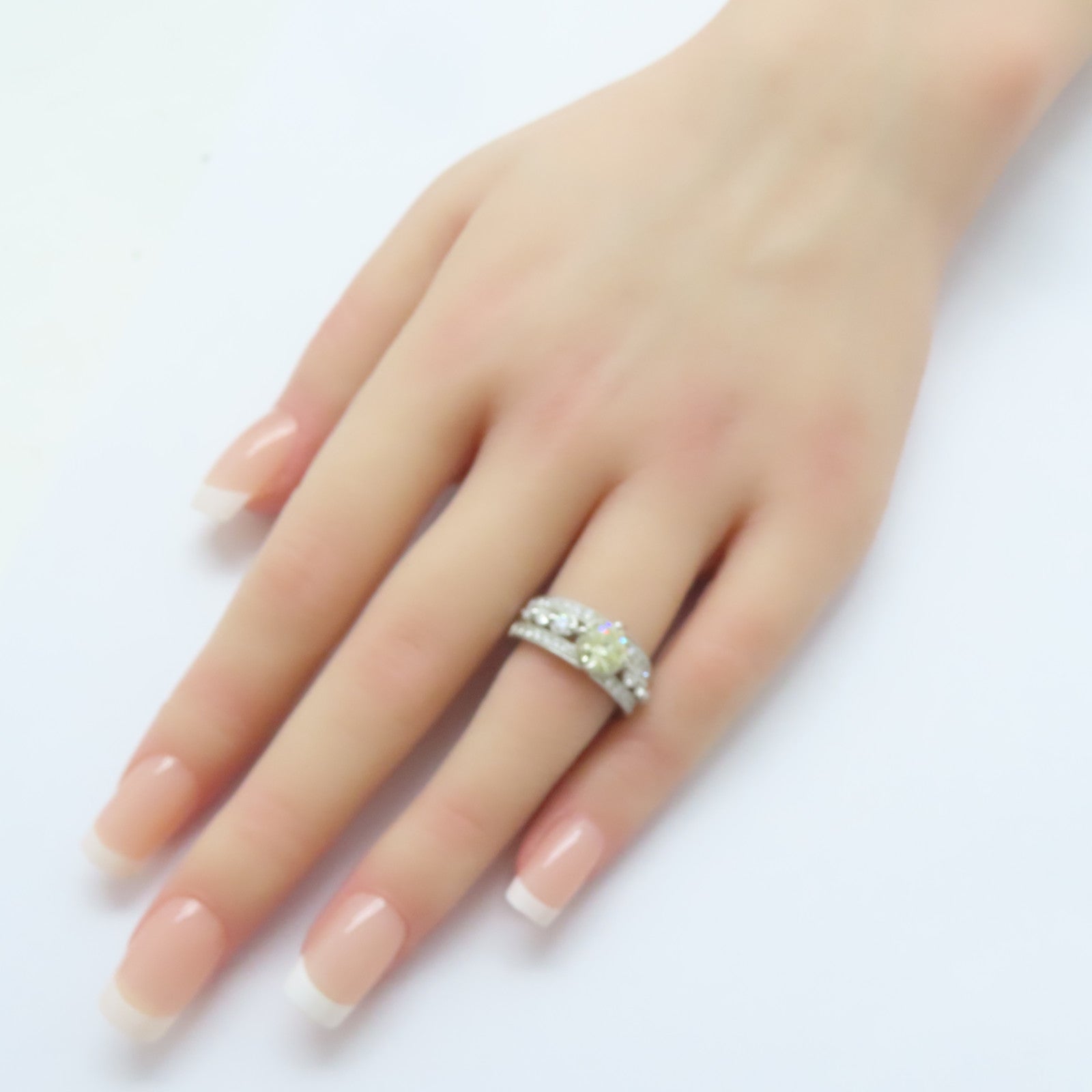 JEWELRY PT900鉑金Diamond Ring 1.181ct鑽石/0.67ct鑚石戒指US#5.5