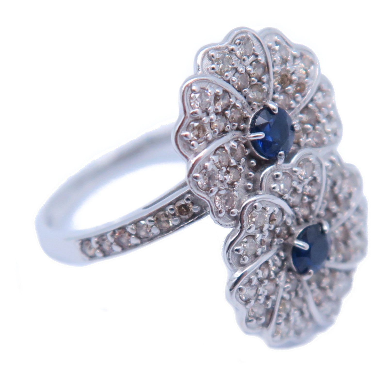 JEWELRY 【激減優惠】18K白金Diamond Ring 0.10ct藍寶石/0.50ct鑽石戒指US#5.75