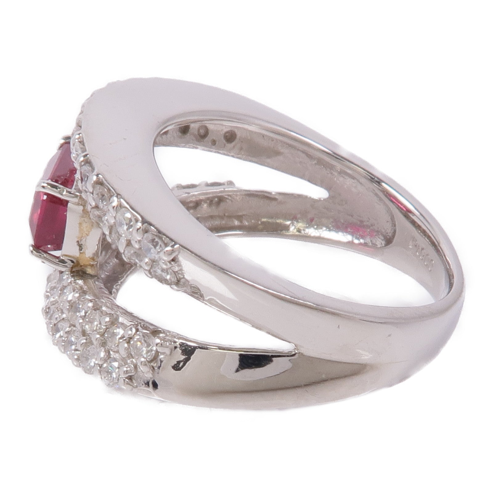 JEWELRY 【激減優惠】PT900鉑金Ruby/Diamond Ring紅寶石/鑽石戒指US#7.25