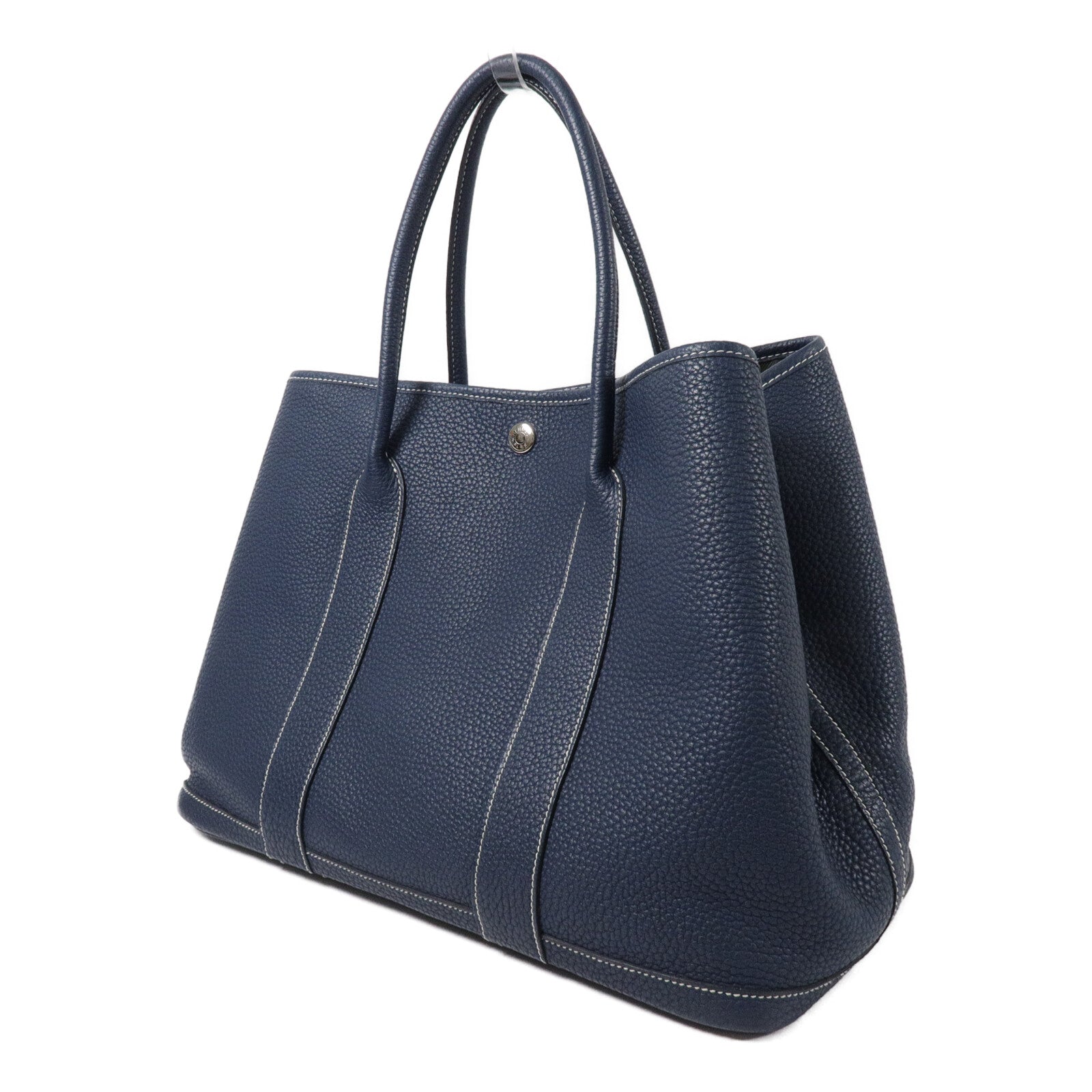 HERMES Negonda皮革Garden Party PM手挽袋Bleu de Prusse