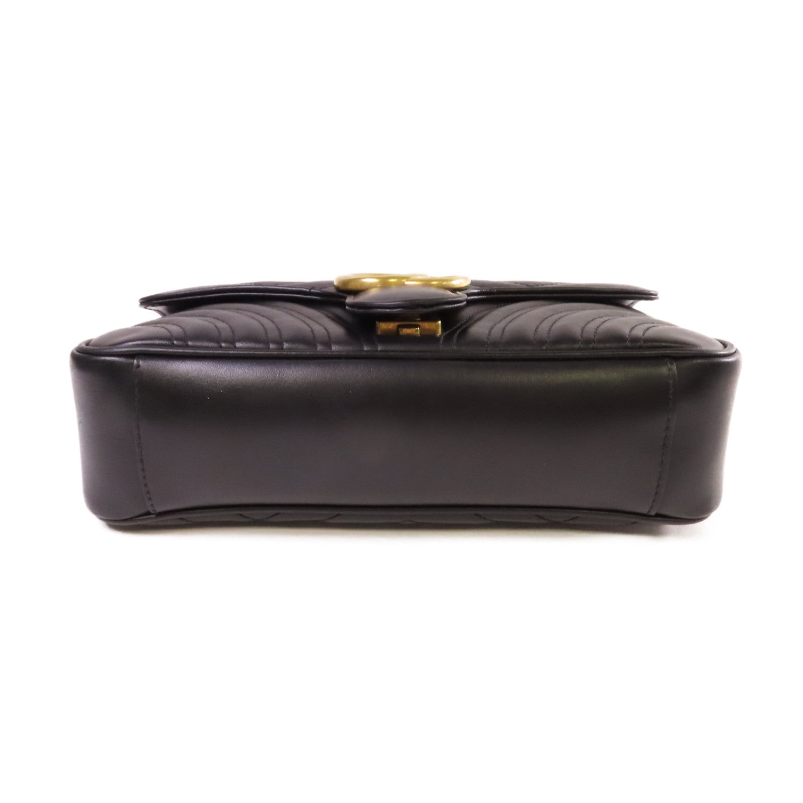 GUCCI 牛皮皮革GG Marmont Small Shoulder Bag金扣鏈帶肩背袋黑色