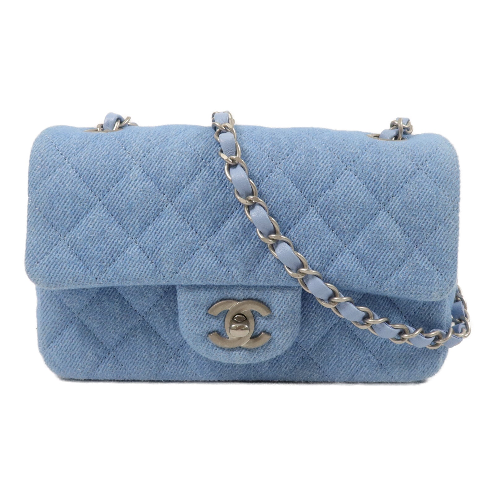 CHANEL 牛仔布Mini Classic 20鏈帶肩背袋