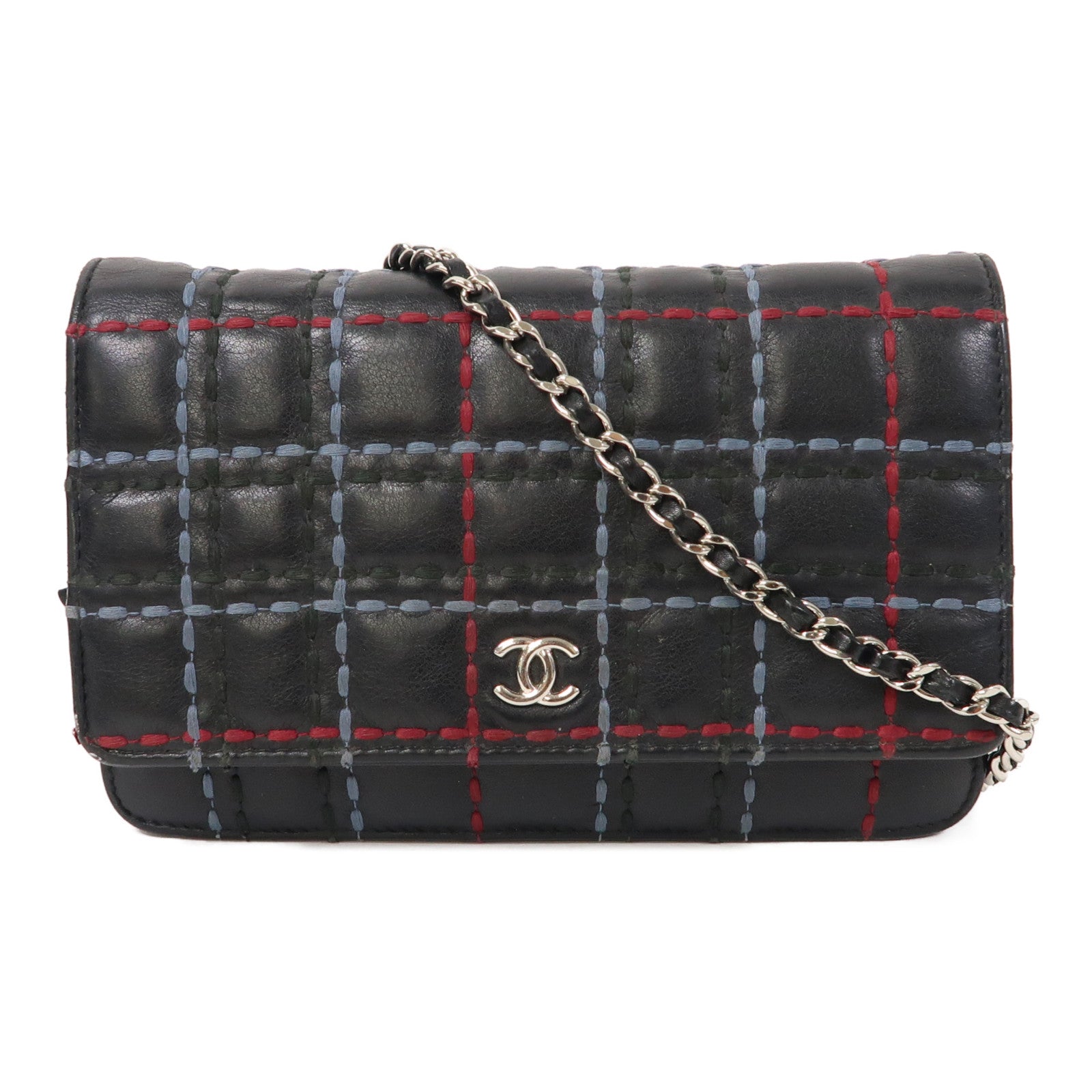 CHANEL 【激減優惠】牛皮皮革WOC銀扣鏈帶肩背袋黑色