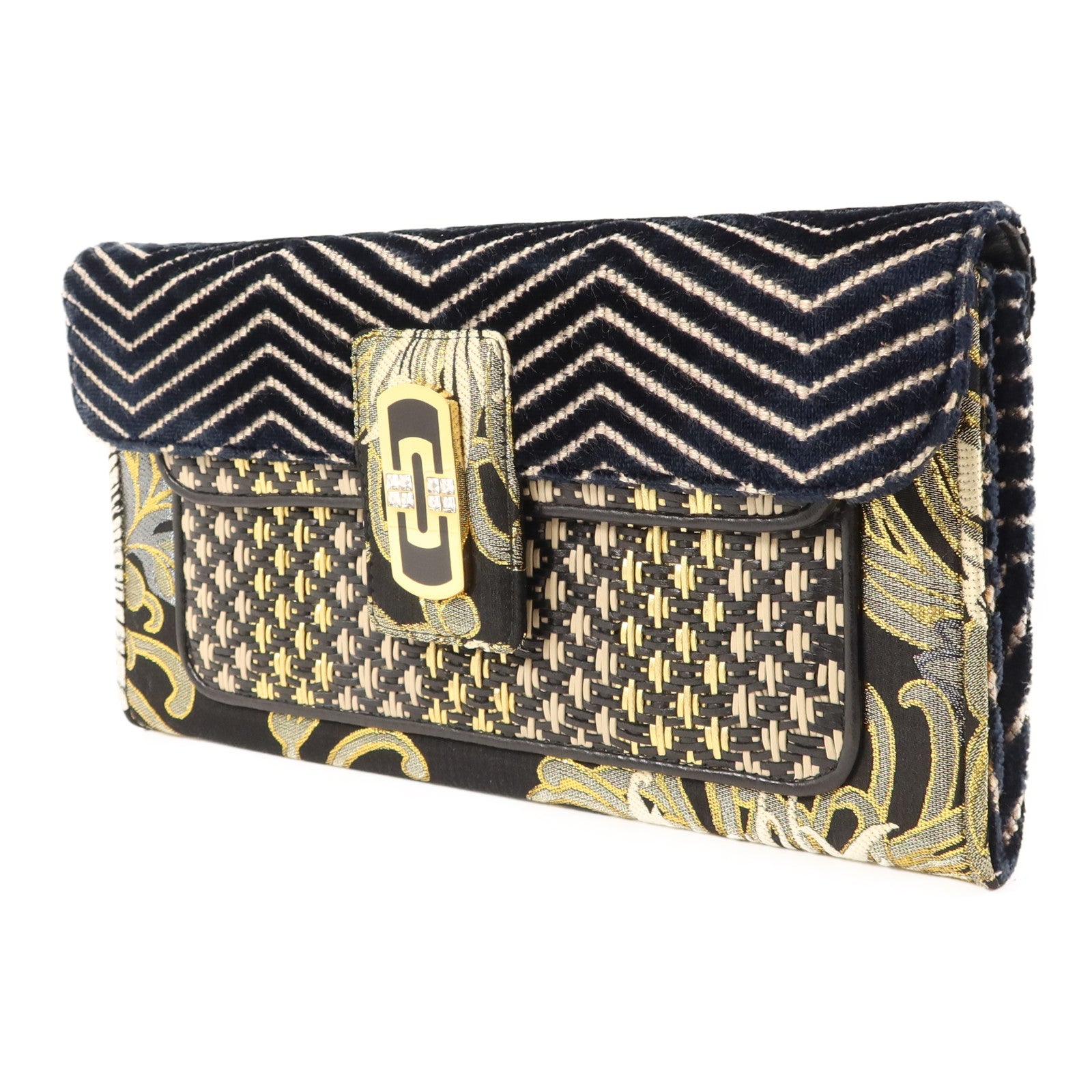 BVLGARI 天鵝絨/布料Clutch Bag金扣手拿包