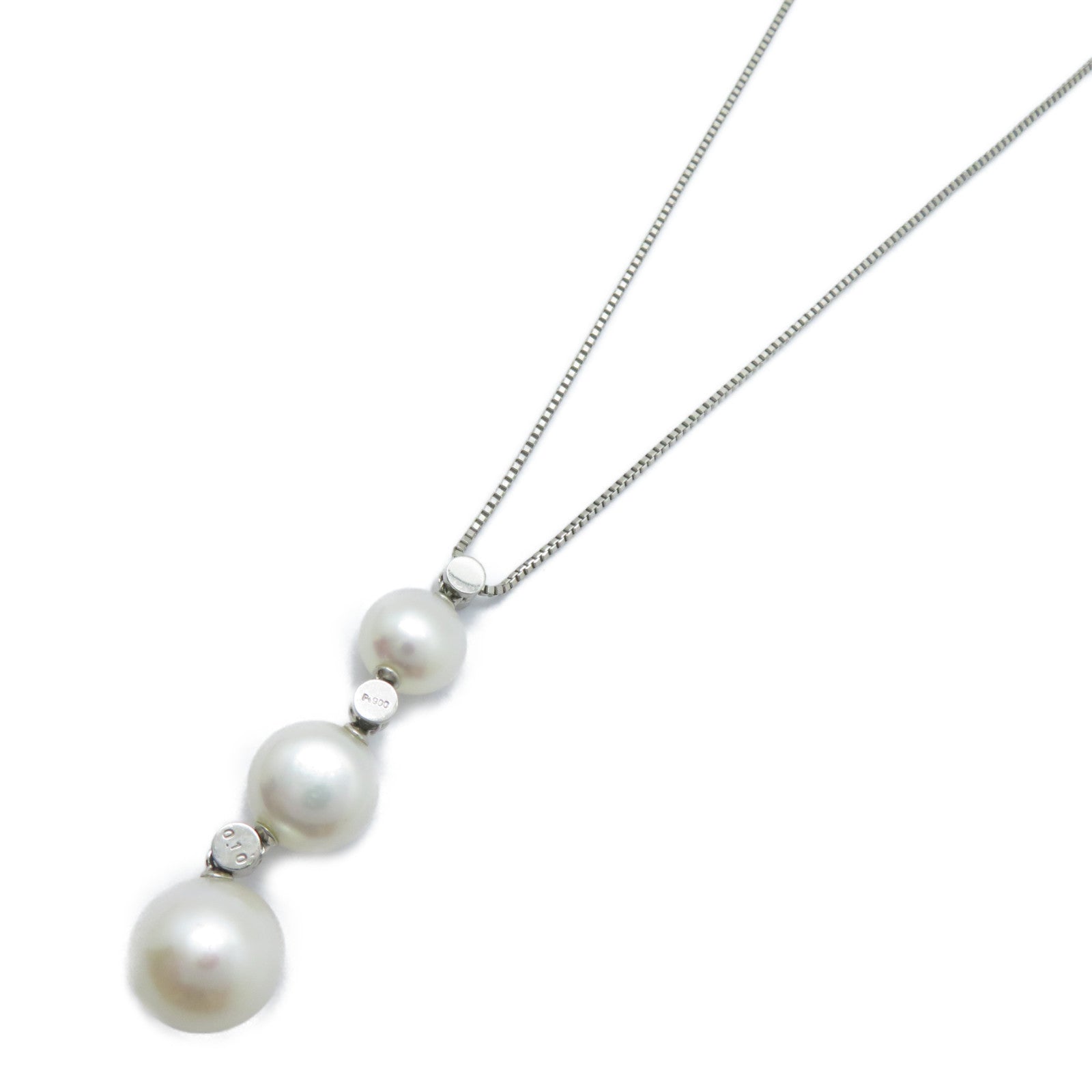 JEWELRY PT900/PT850鉑金Pearl Necklace 0.10ct鑽石項鏈
