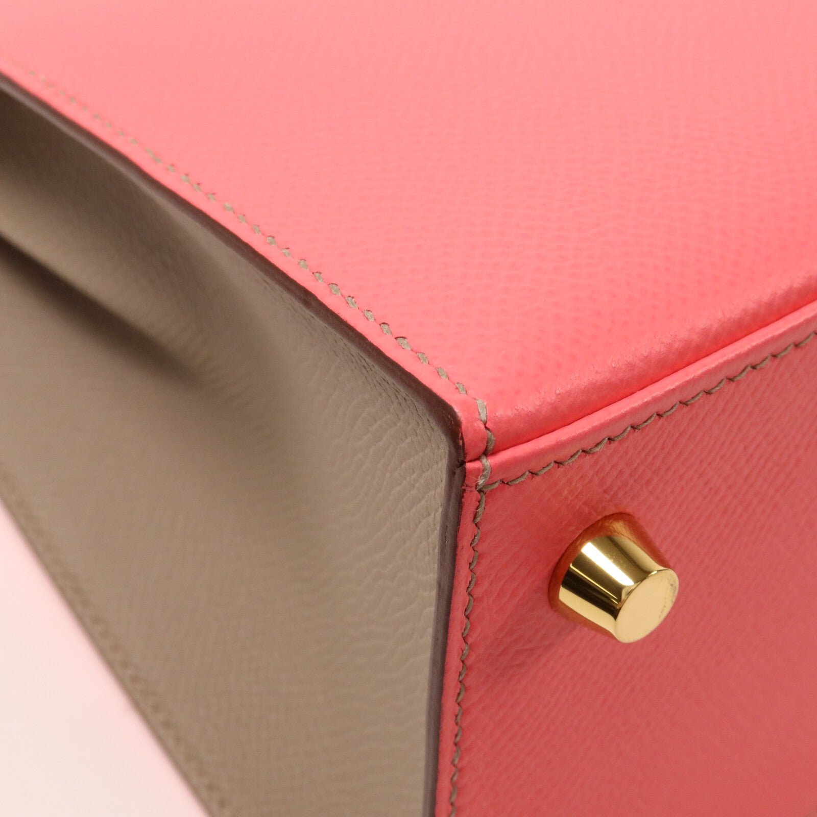 HERMES Epsom皮革Kelly 25手挽肩背兩用袋Rose Azalee/Gris Mouette