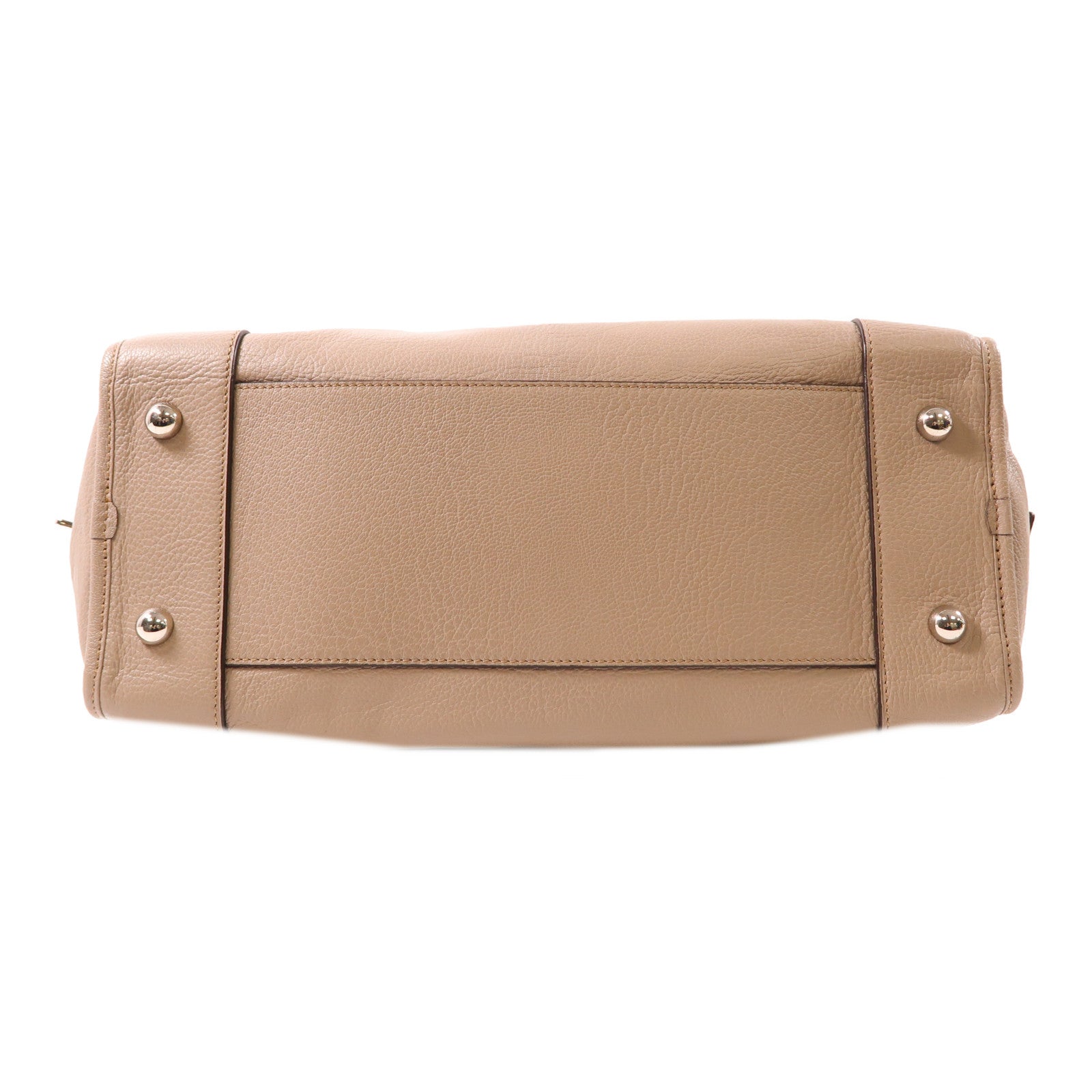 LOEWE 牛皮皮革Handbag銀扣手挽袋淺棕色