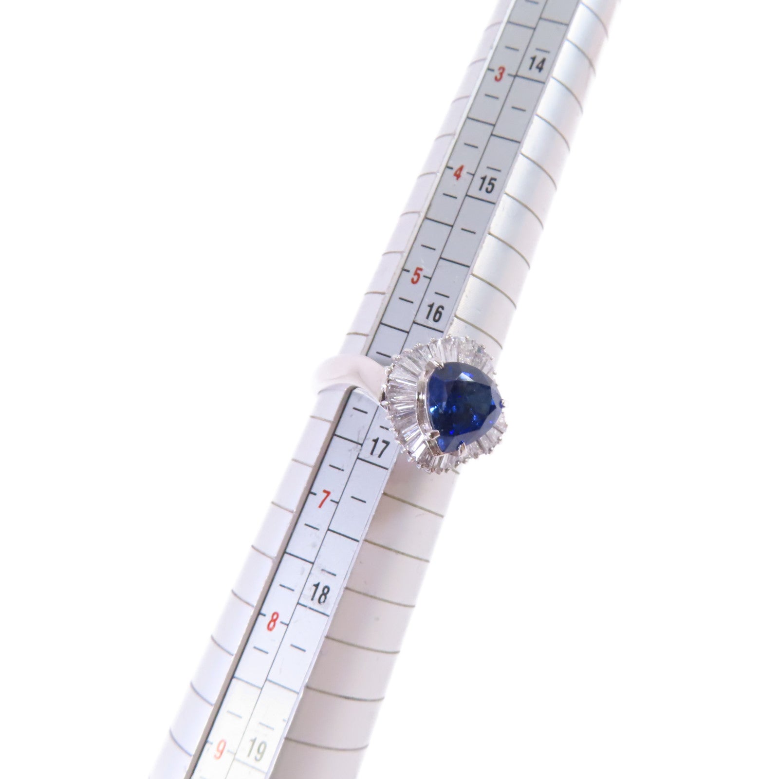 JEWELRY 2.52ct Sapphire 0.77ct Diamond Ring US#6 PT900 Platinum