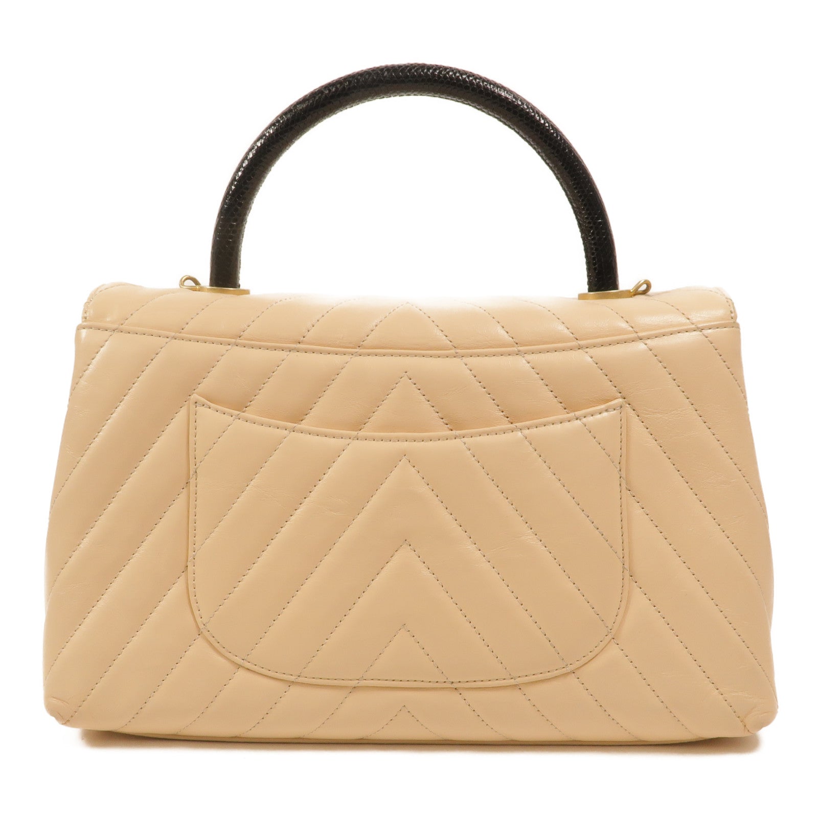 CHANEL 牛皮皮革Coco Handle Flap Bag鏈帶手挽肩背兩用袋