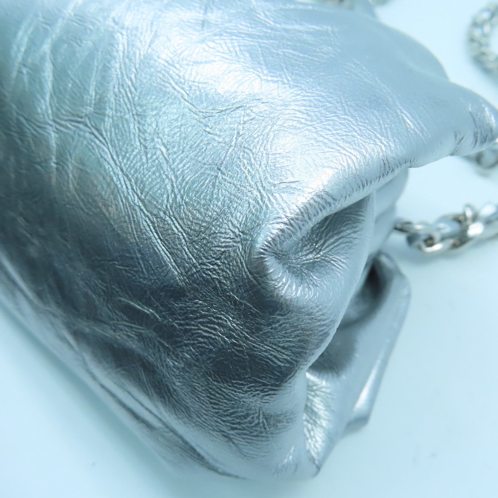 CHANEL 牛皮皮革Chain Shoulder Bag银扣链带肩背袋银色