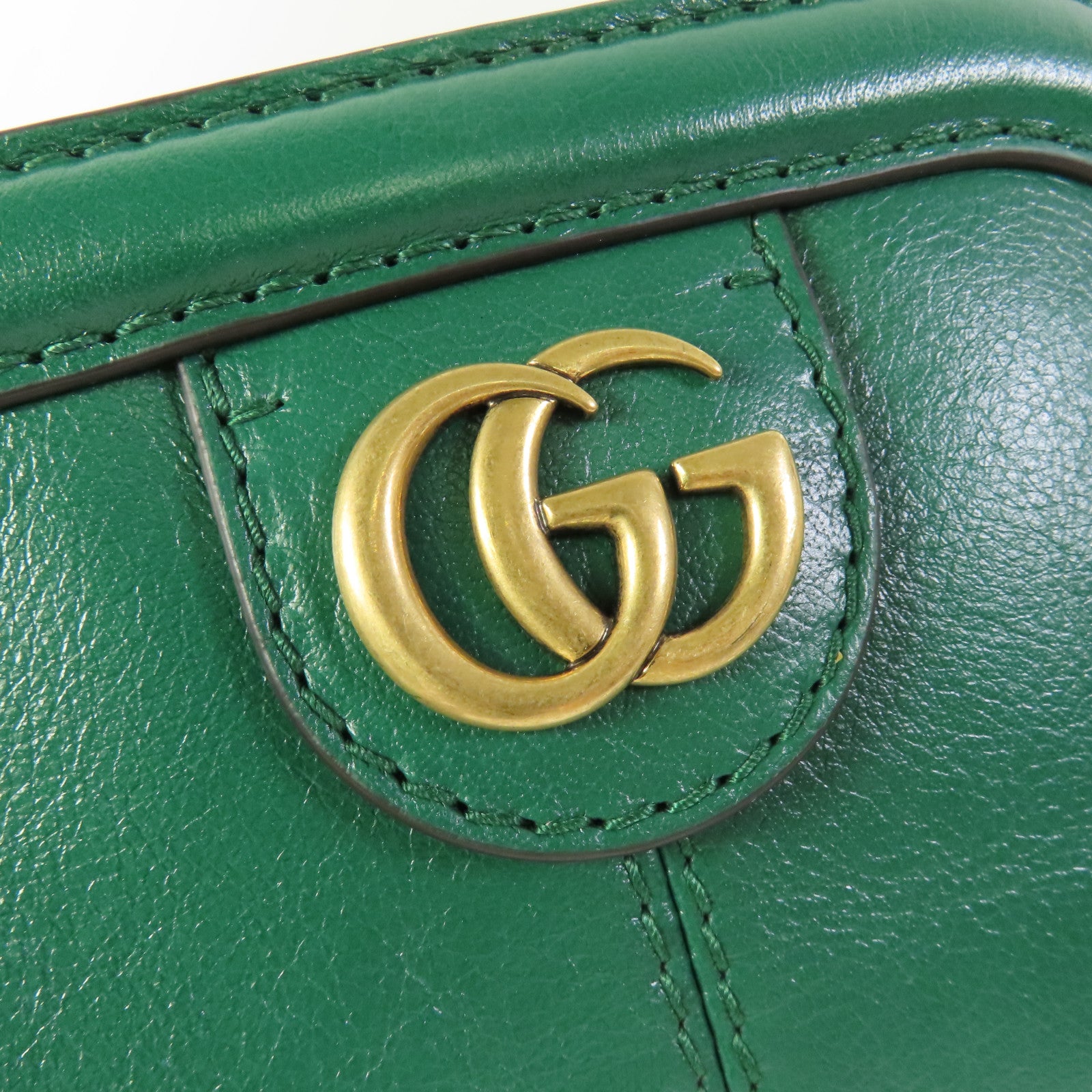 GUCCI GG Shoulder Bag 524620 Calfskin Leather Green