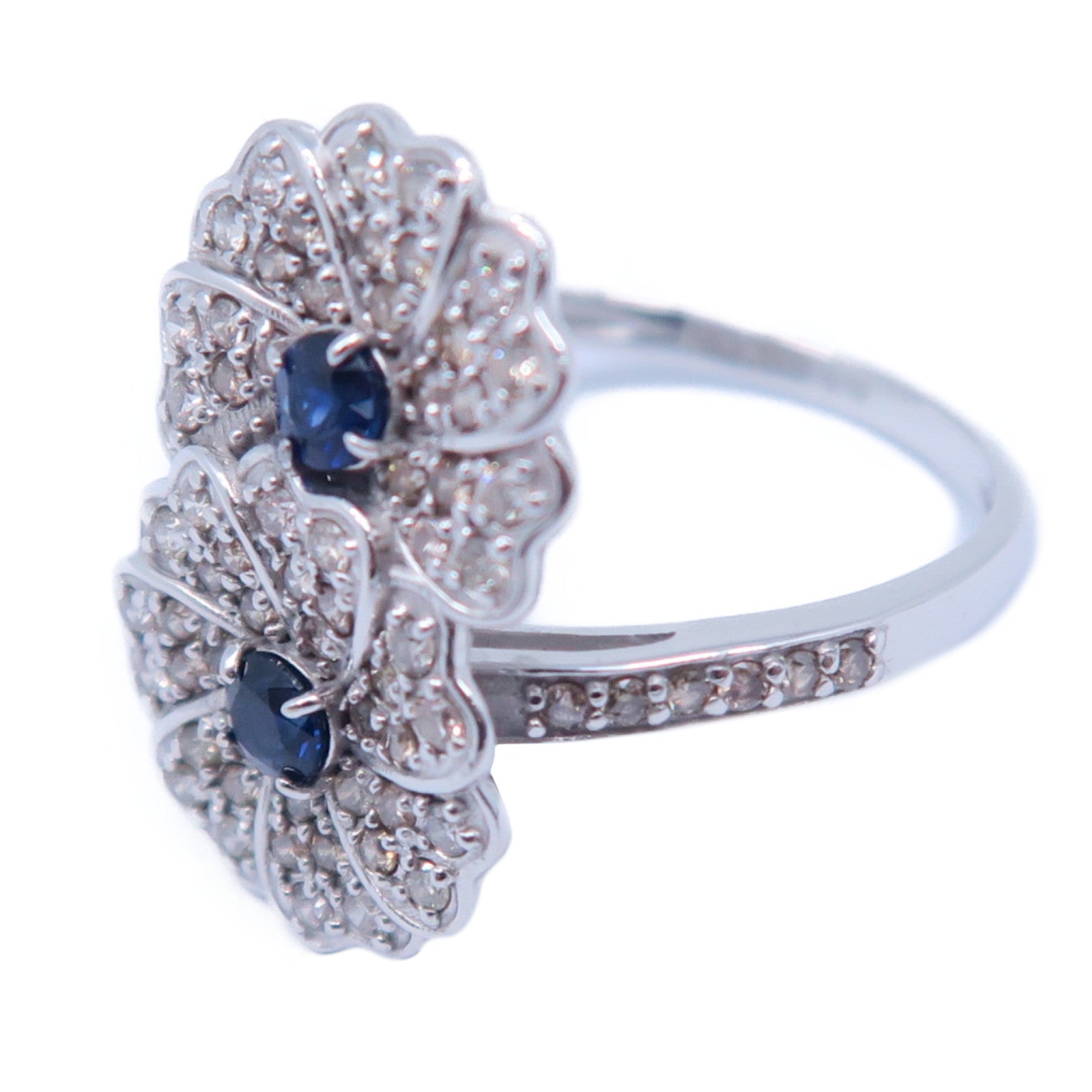 JEWELRY 【激減優惠】18K白金Diamond Ring 0.10ct藍寶石/0.50ct鑽石戒指US#5.75