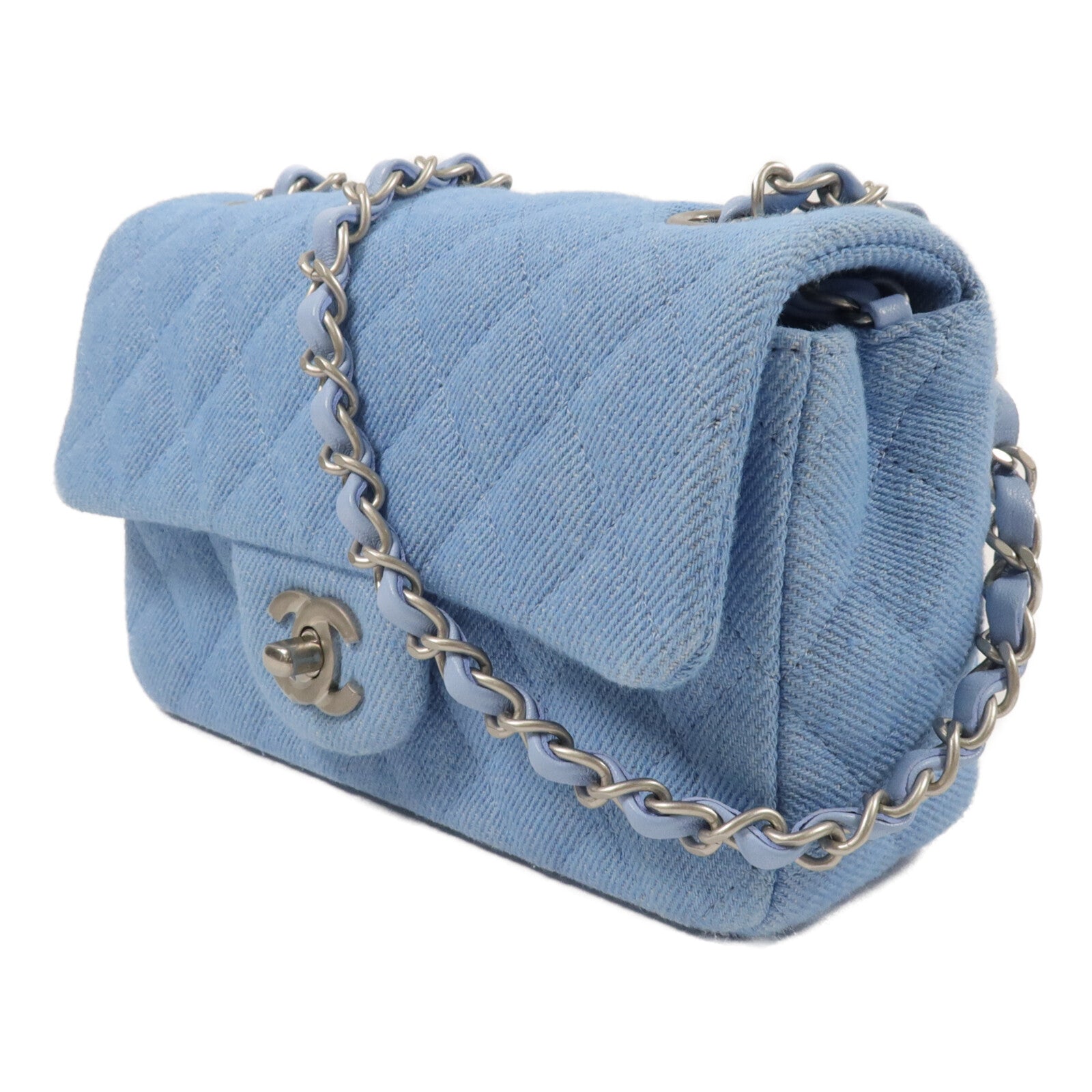 CHANEL 牛仔布Mini Classic 20鏈帶肩背袋