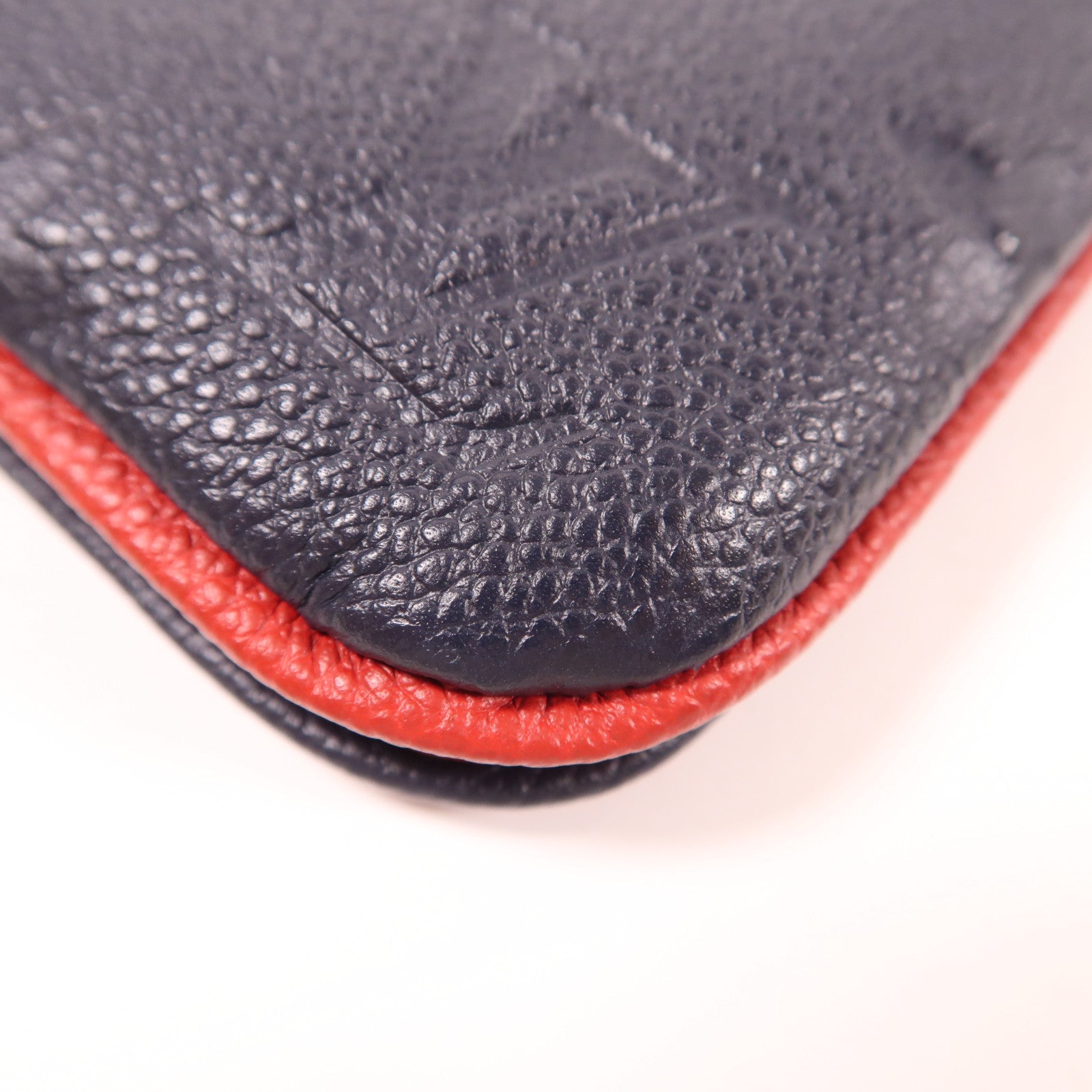 LOUIS VUITTON Monogram Empreinte Pochette Double Zip金扣鏈帶肩背袋深藍色/紅色