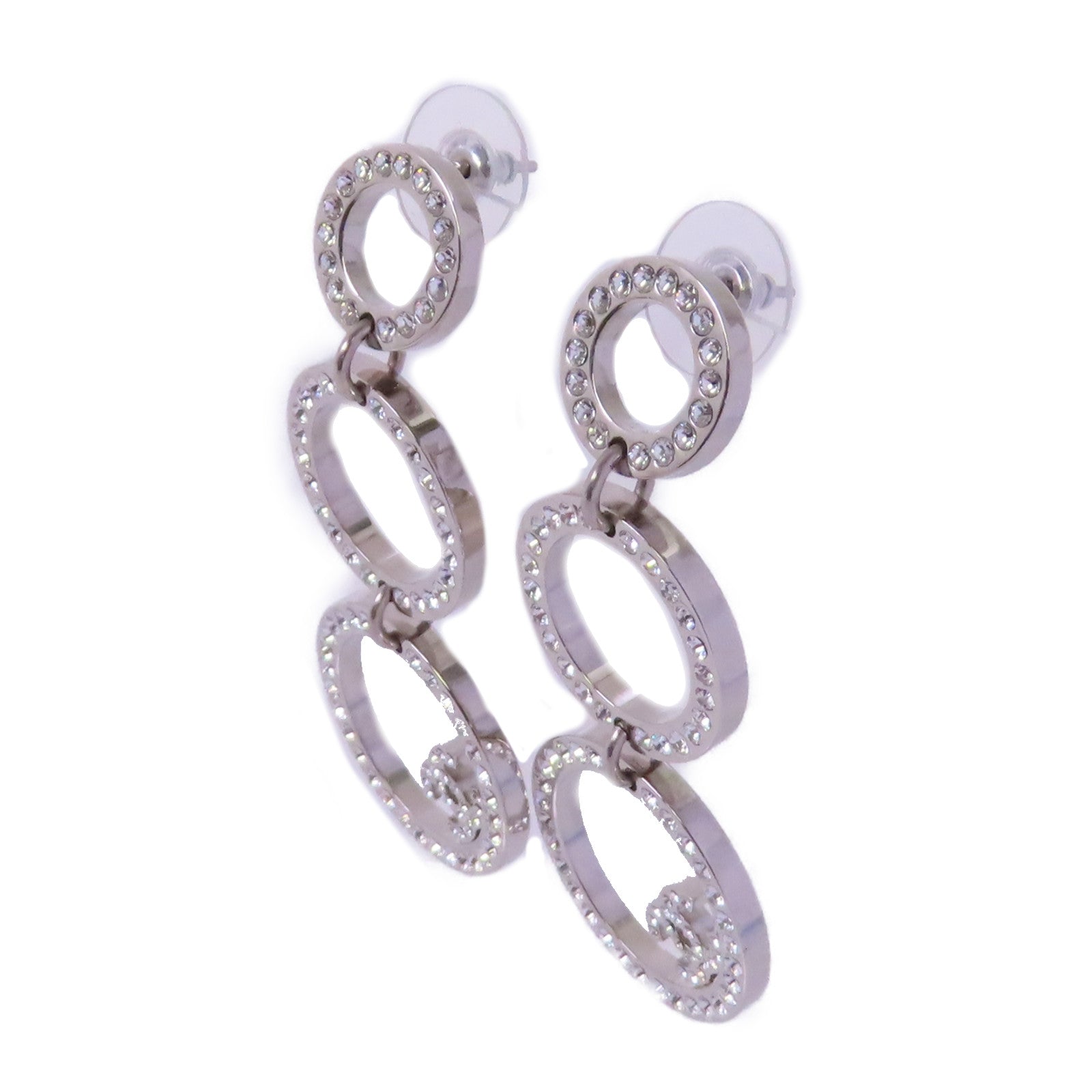 CHANEL 金屬/水鑽Rhinestones Earrings耳環銀色
