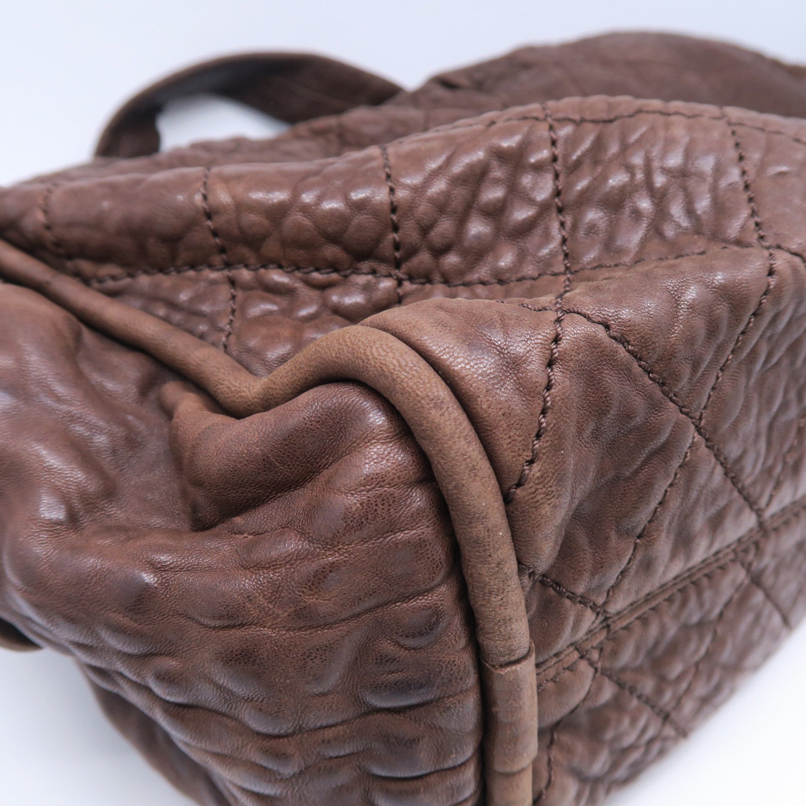 CHANEL 【激減優惠】牛皮皮革Handbag銀扣手挽肩背兩用袋啡色