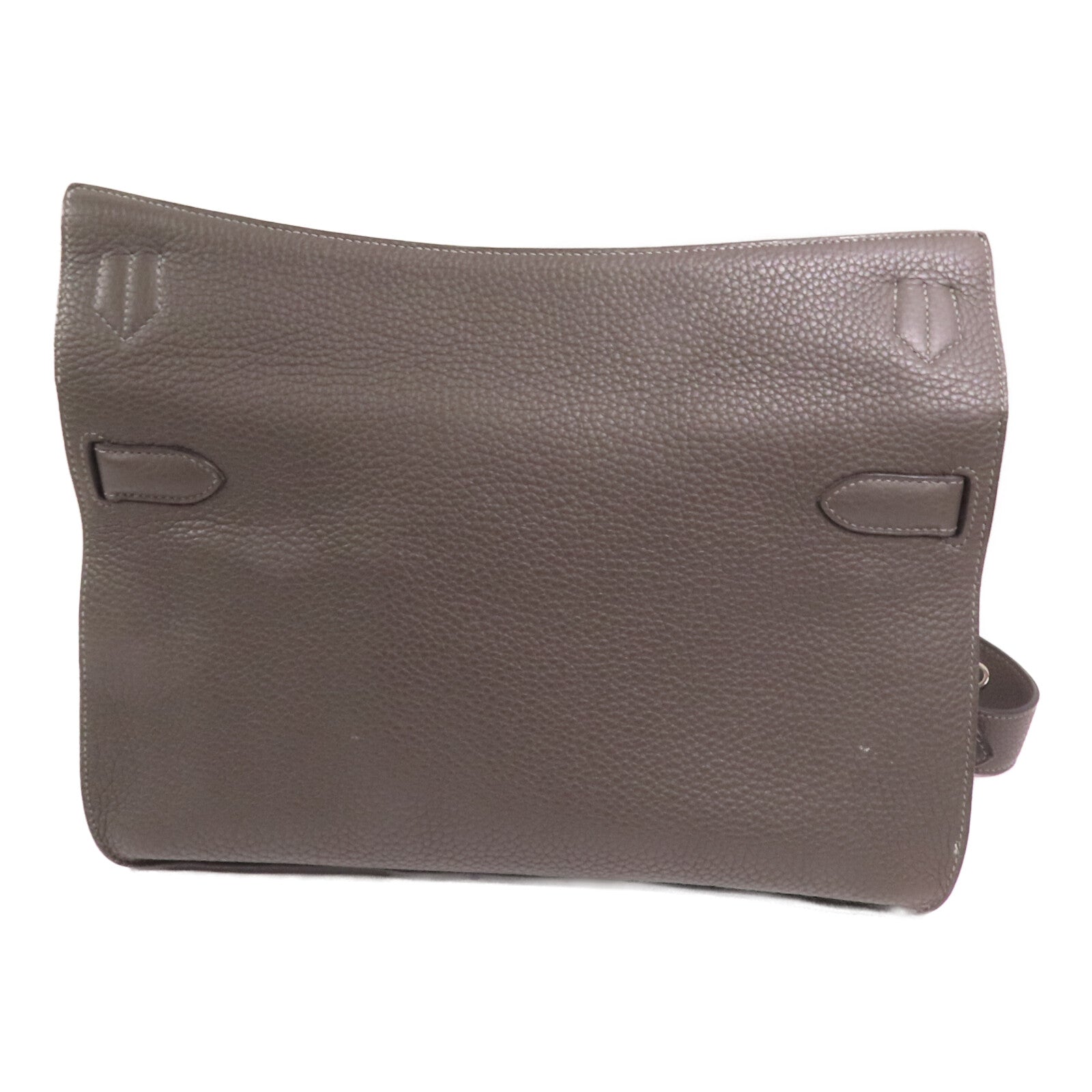 HERMES Clemence皮革Jypesiere 37銀扣肩背袋Etain