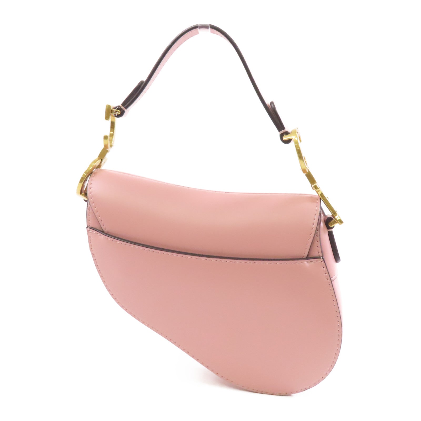 Dior 牛皮皮革Mini Saddle Bag金扣手挽肩背兩用袋粉紅色